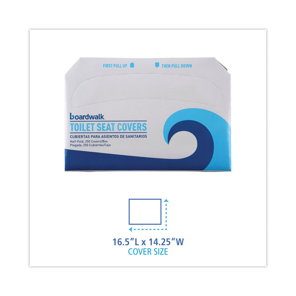 Boardwalk Premium Half-Fold Toilet Seat Covers, 14.25 x 16.5, White, 250 Covers/Sleeve, 4 Sleeves/Carton
