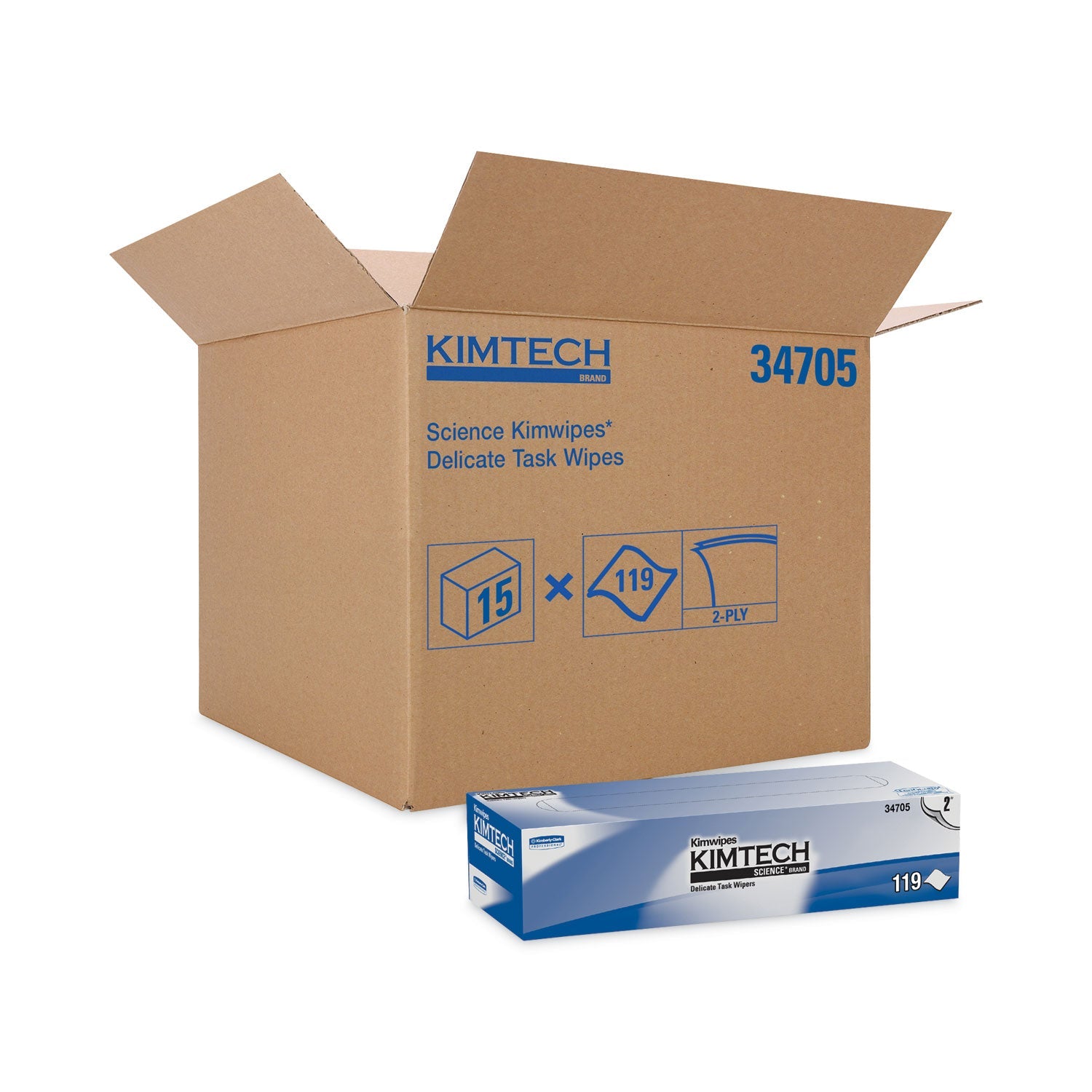 Kimtech Kimwipes Delicate Task Wipers, 2-Ply, 11.8 x 11.8, 120/Box, 15 Boxes/Carton