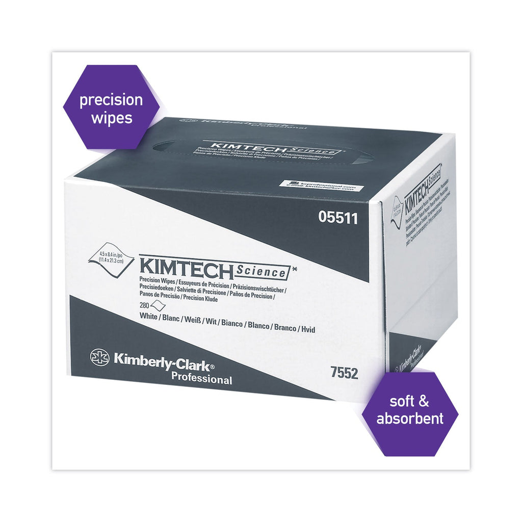 Kimtech Precision Wipers, POP-UP Box, 1-Ply, 4.4 x 8.4, White, 280/Box, 60 Boxes/Carton