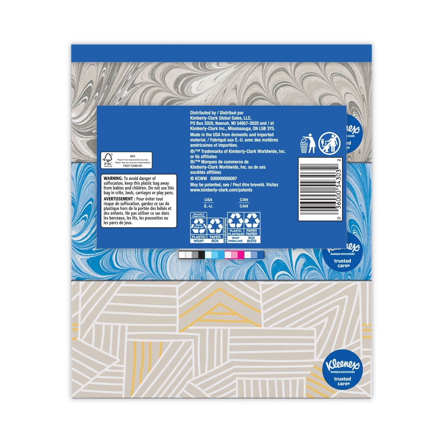 Kleenex Trusted Care Facial Tissue, 2-Ply, White, 160 Sheets/Box, 3 Boxes/Pack, 4 Packs/Carton