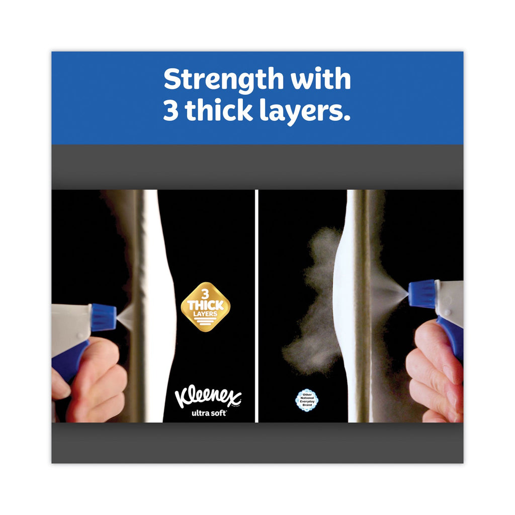 Kleenex Ultra Soft Facial Tissue, 3-Ply, White, 60 Sheets/Box, 4 Boxes/Pack, 3 Packs/Carton