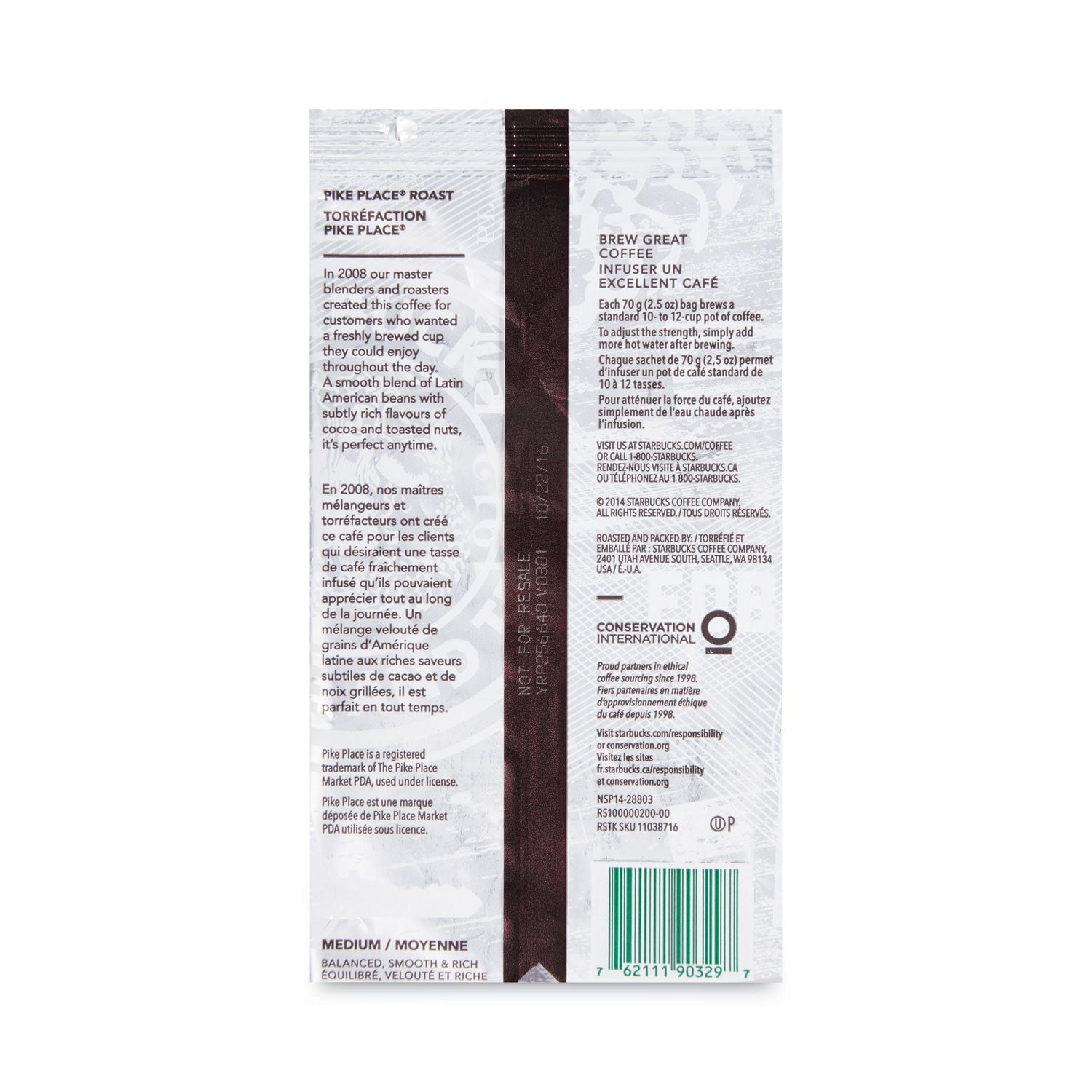 Starbucks Coffee, Pike Place, 2.5oz, 18/Box