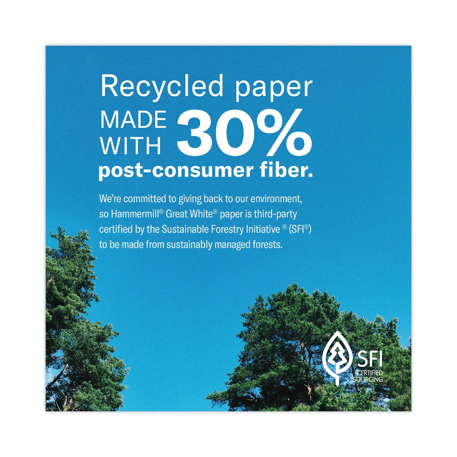 Hammermill Great White 30 Recycled Print Paper, 92 Bright, 20lb Bond Weight, 8.5 x 11, White, 500/Ream,10 Reams/Carton,40 Cartons/Pallet