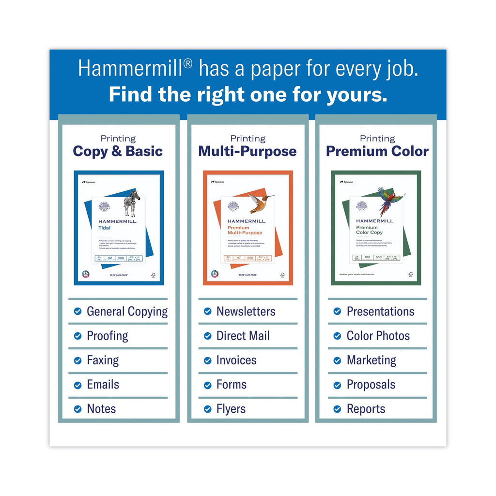 Hammermill Colors Print Paper, 20 lb Bond Weight, 8.5 x 11, Blue, 500/Ream