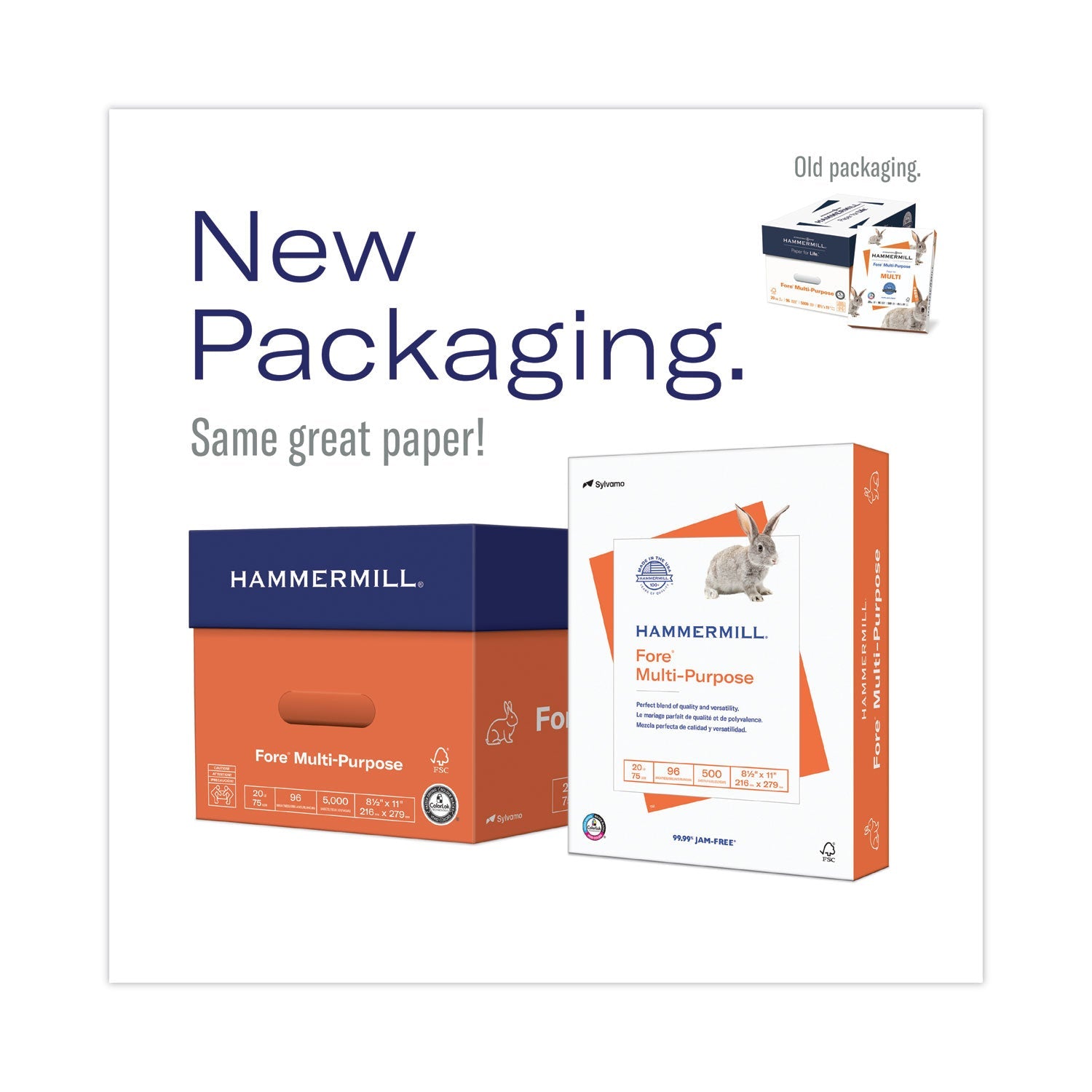 Hammermill Fore Multipurpose Print Paper, 96 Bright, 24 lb Bond Weight, 8.5 x 11, White, 500 Sheets/Ream, 10 Reams/Carton