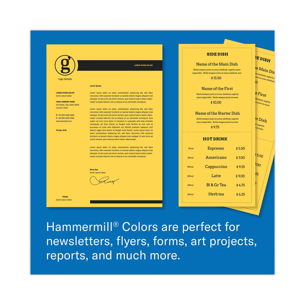 Hammermill Colors Print Paper, 20 lb Bond Weight, 8.5 x 11, Goldenrod, 500 Sheets/Ream, 10 Reams/Carton