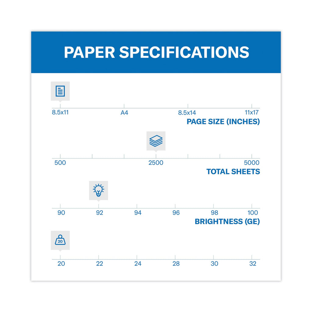 Hammermill Copy Plus Print Paper, 92 Bright, 20 lb Bond Weight, 8.5 x 11, White, 500 Sheets/Ream, 5 Reams/Carton