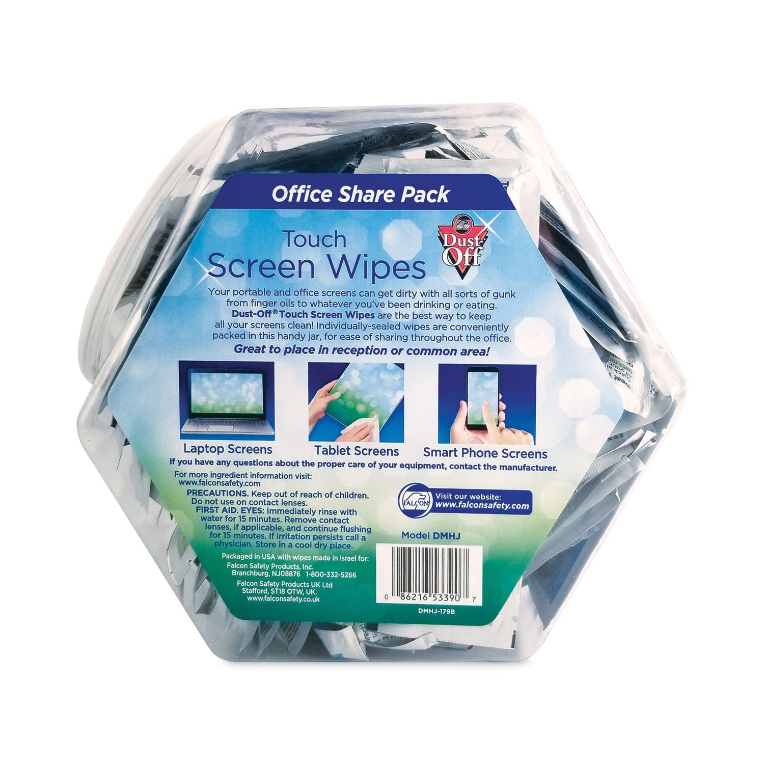 Dust-Off Touch Screen Wipes, 5 x 6, Citrus, 200 Individual Foil Packets in an Easy Grab Jar