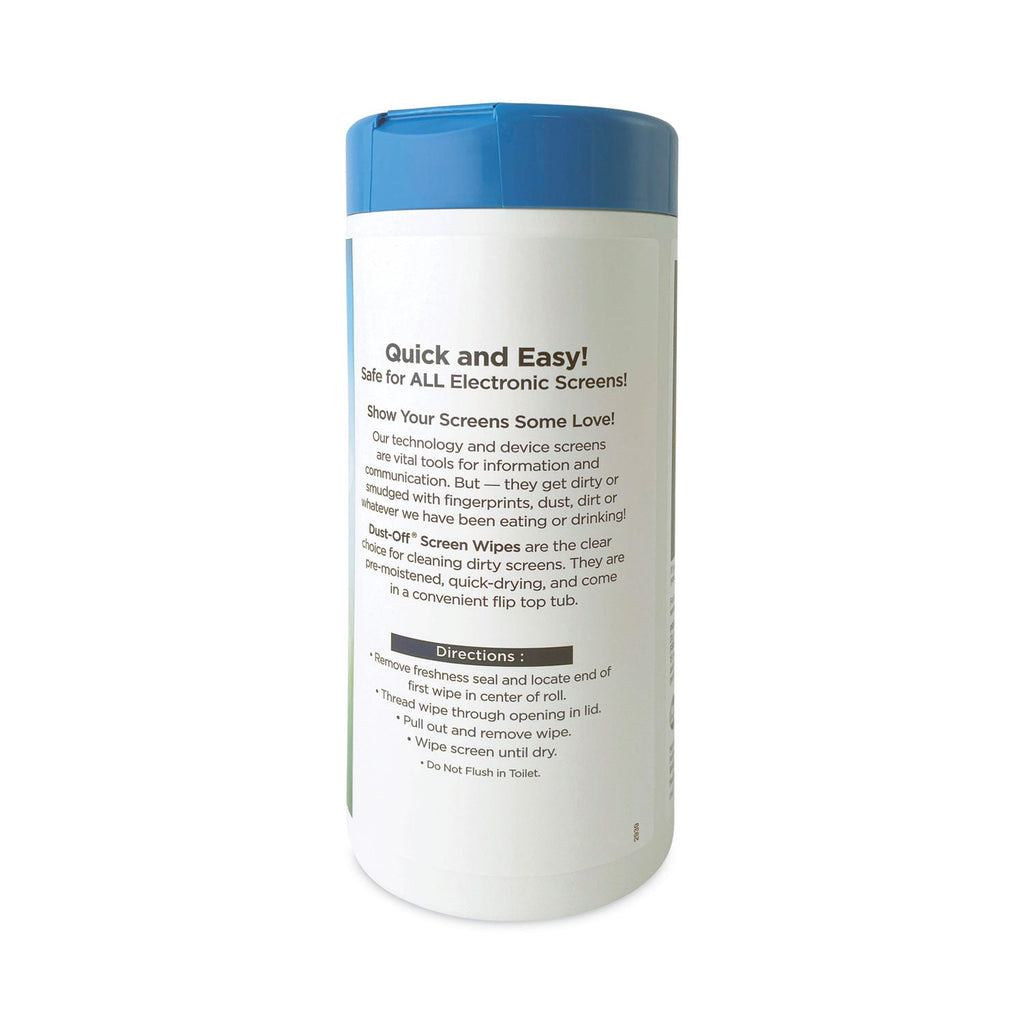 Dust-Off Premoistened Monitor Cleaning Wipes, Cloth, 5 x 7, 80/Tub