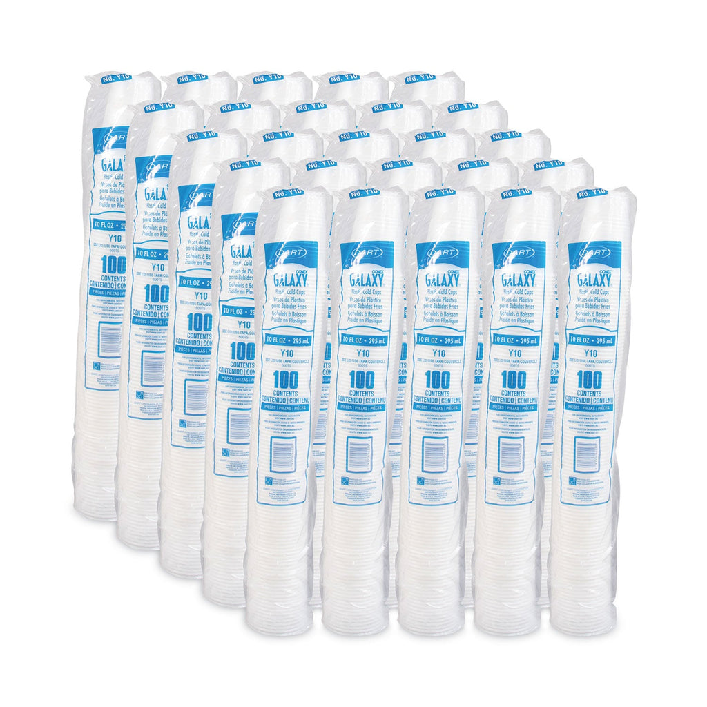 Dart High-Impact Polystyrene Cold Cups, 10 oz, Translucent, 100 Cups/Sleeve, 25 Sleeves/Carton