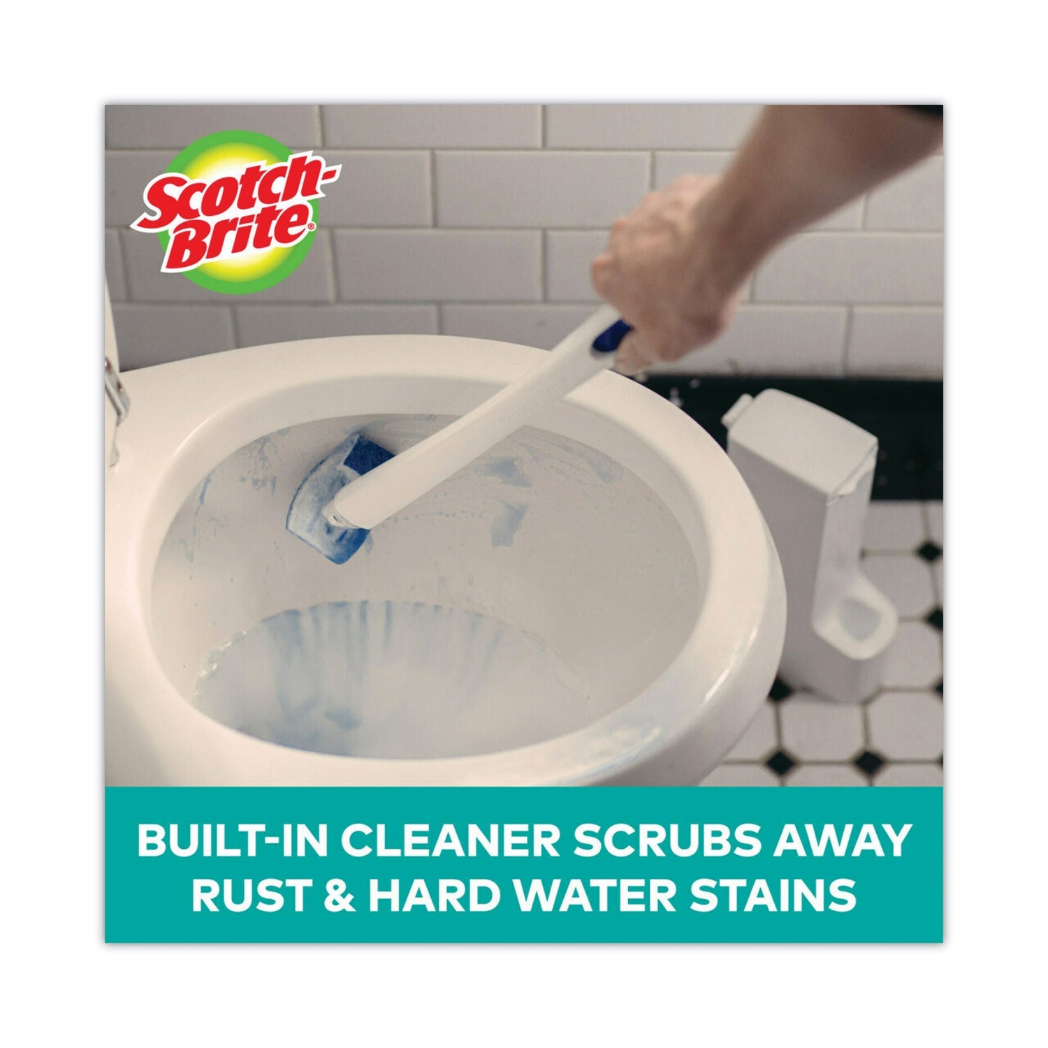 Scotch-Brite Toilet Scrubber Starter Kit, 1 Handle and 5 Scrubbers, White/Blue