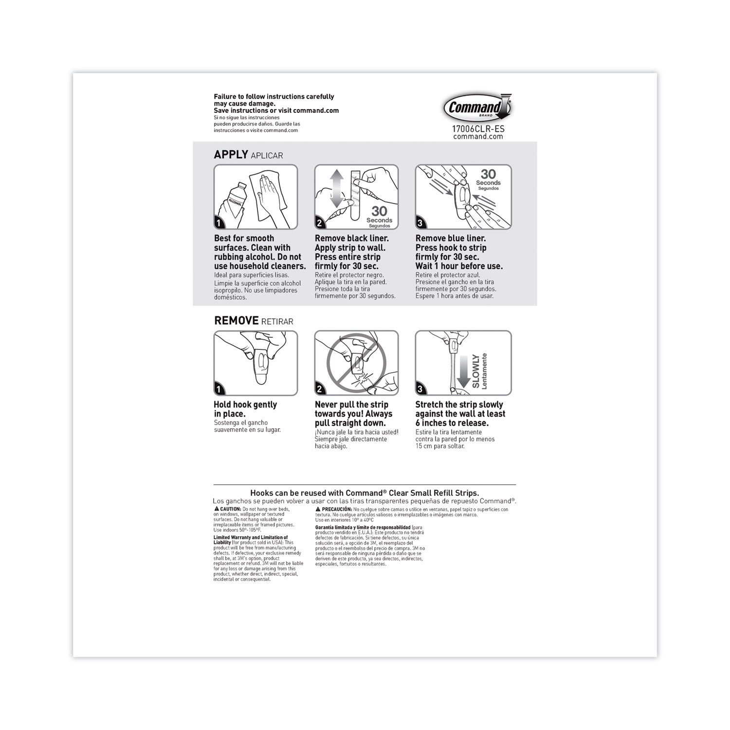 Command Clear Hooks and Strips, Plastic, Mini, 6 Hooks and 8 Strips/Pack