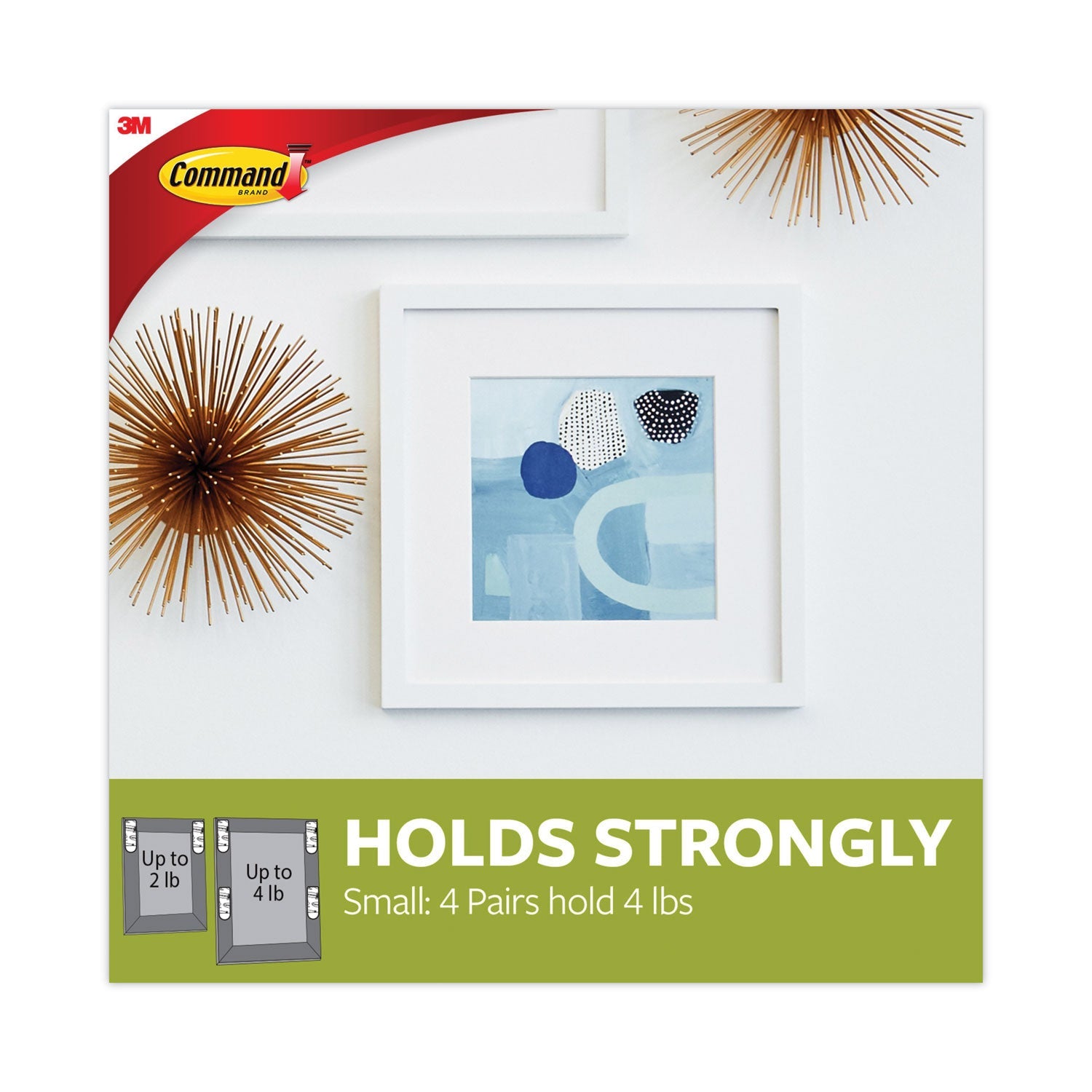 Command Picture Hanging Strips, Value Pack, Small, Removable, Holds Up to 4 lbs, 0.63 x 1.81, White, 16 Pairs/Pack