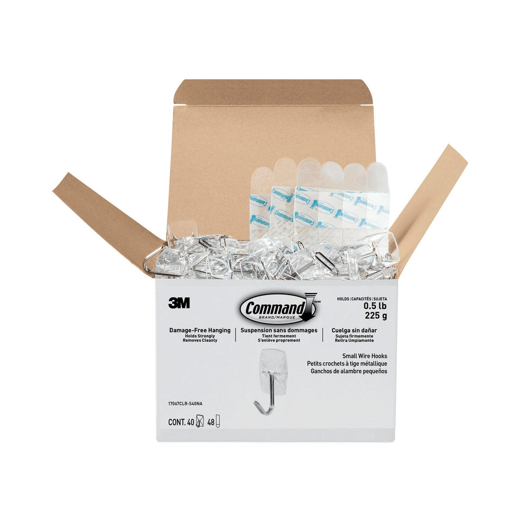 Command Clear Hooks and Strips, Plastic/Metal, Small, 40 Hooks and 48 Strips/Pack