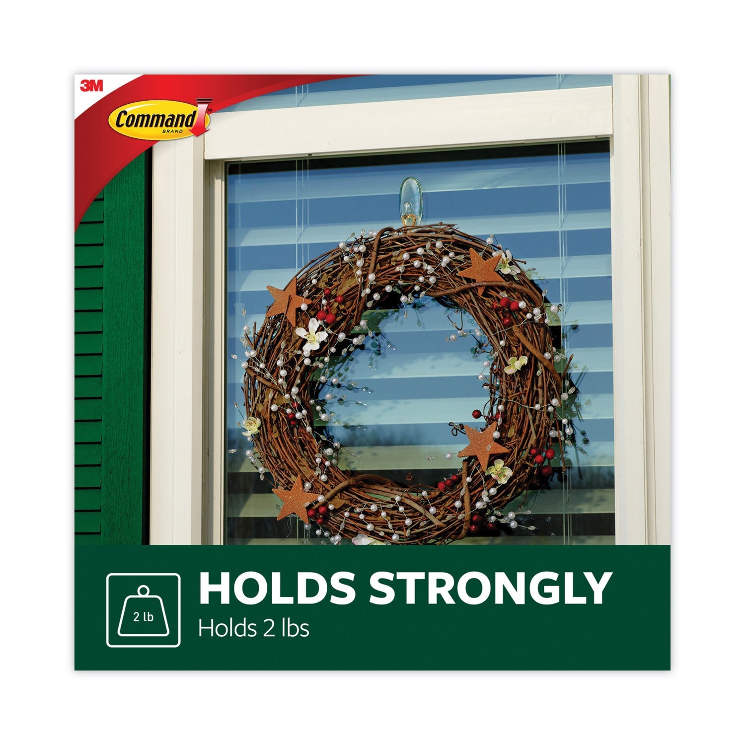 Command All Weather Hooks and Strips, Plastic, Medium, 2 Hooks and 4 Strips/Pack