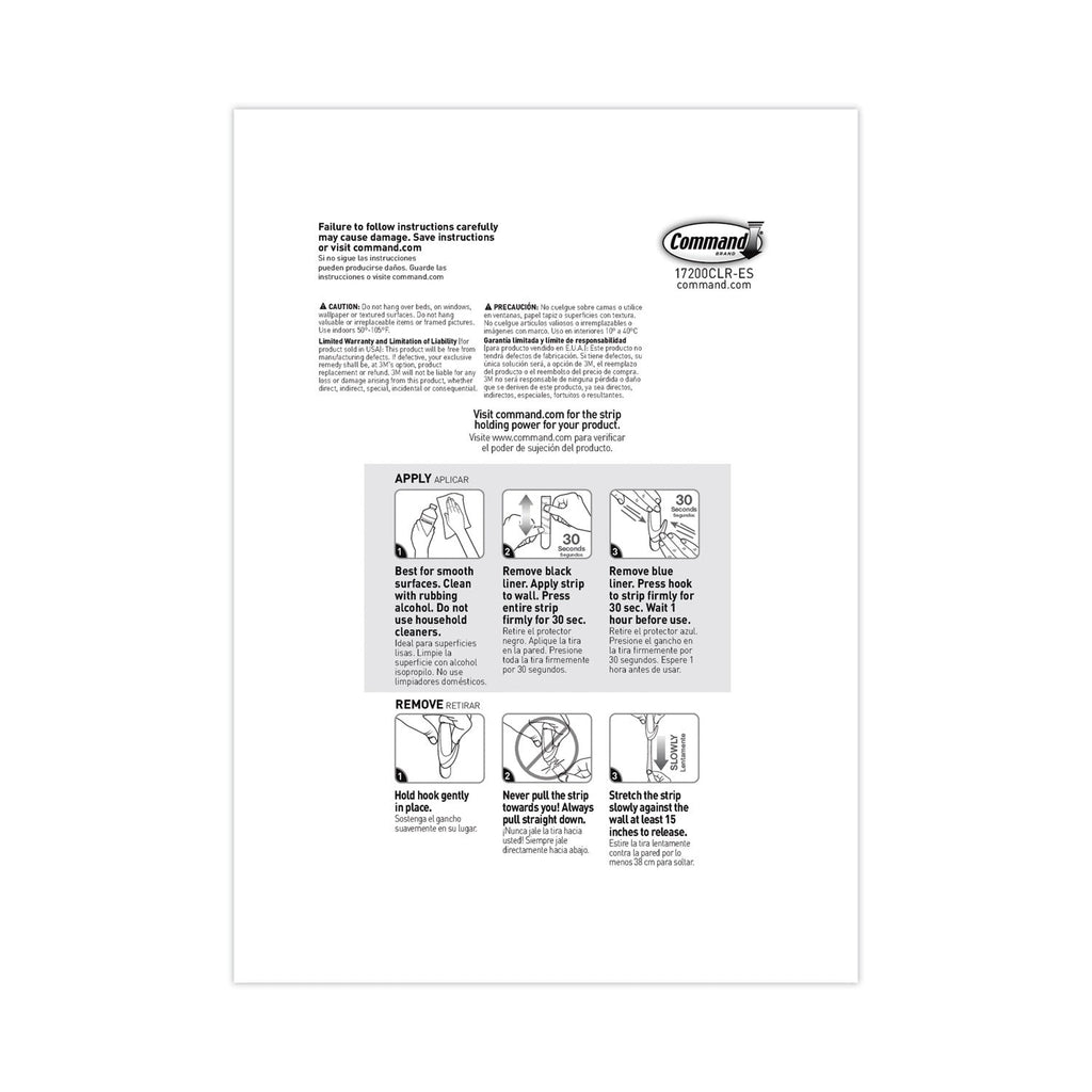 Command Assorted Refill Strips, Removable, (8) Small 0.75 x 1.75, (4) Medium 0.75 x 2.75, (4) Large 0.75 x 3.75, Clear, 16/Pack