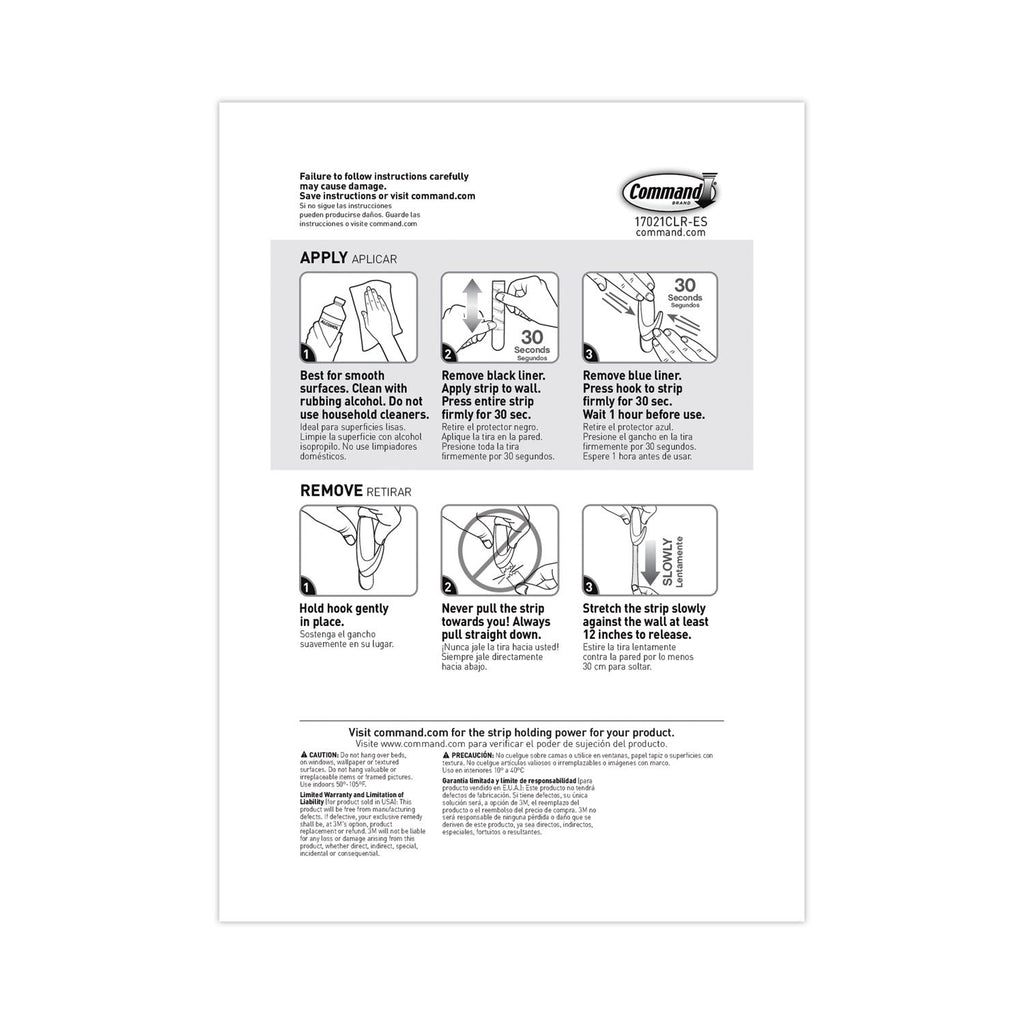 Command Assorted Refill Strips, Removable, (8) Small 0.75 x 1.75, (4) Medium 0.75 x 2.75, (4) Large 0.75 x 3.75, Clear, 16/Pack