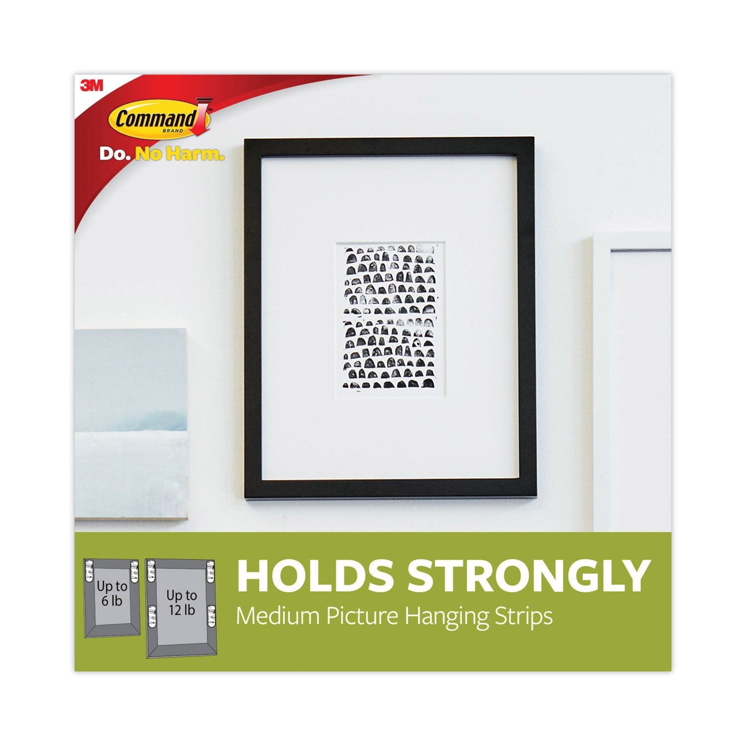 Command Picture Hanging Strips, Value Pack, Medium, Removable, Holds Up to 12 lbs,  0.75 x 2.75, Black, 12 Pairs/Pack