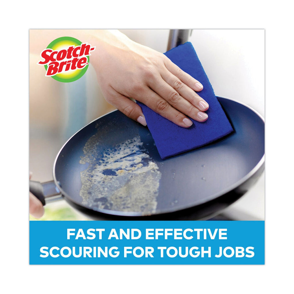 Scotch-Brite Non-Scratch Scour Pads, Size 3 x 6, Blue, 10/Carton