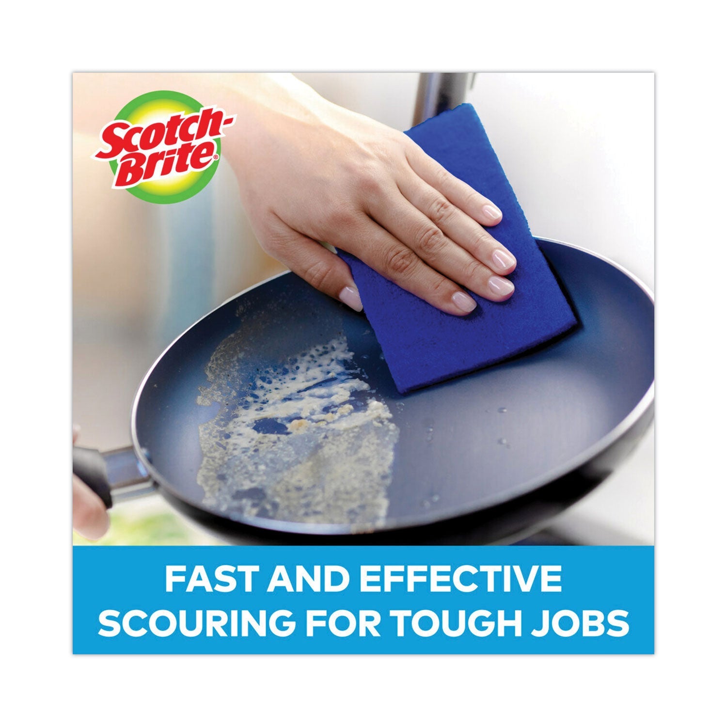 Scotch-Brite Non-Scratch Scour Pads, Size 3 x 6, Blue, 10/Carton
