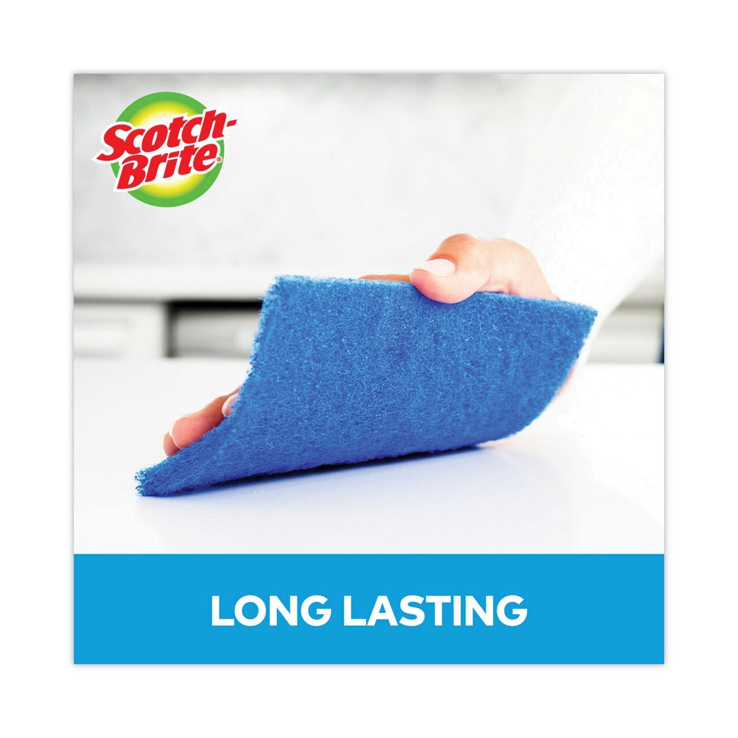 Scotch-Brite Non-Scratch Scour Pads, Size 3 x 6, Blue, 10/Carton