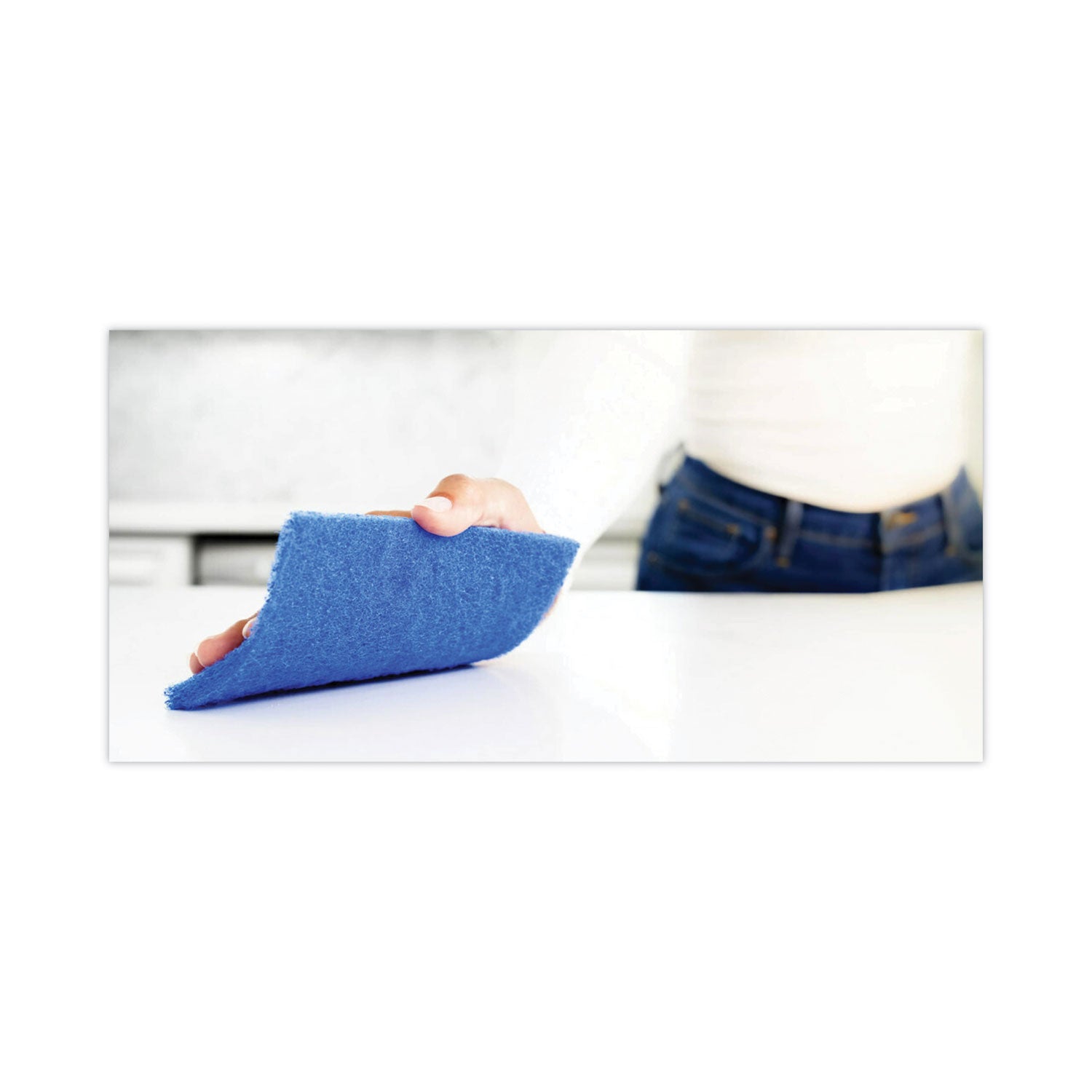Scotch-Brite Non-Scratch Scour Pads, Size 3 x 6, Blue, 10/Carton