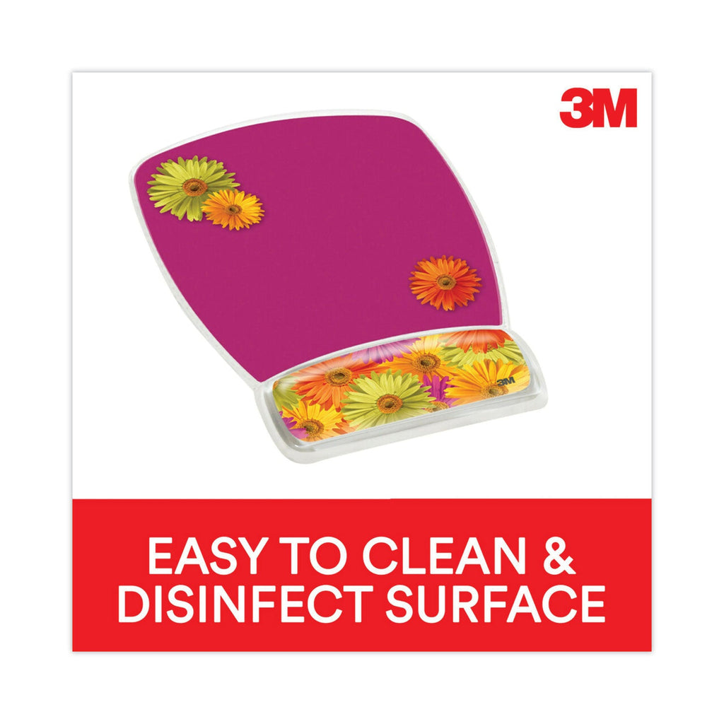 3M Fun Design Clear Gel Mouse Pad with Wrist Rest, 6.8 x 8.6, Daisy Design