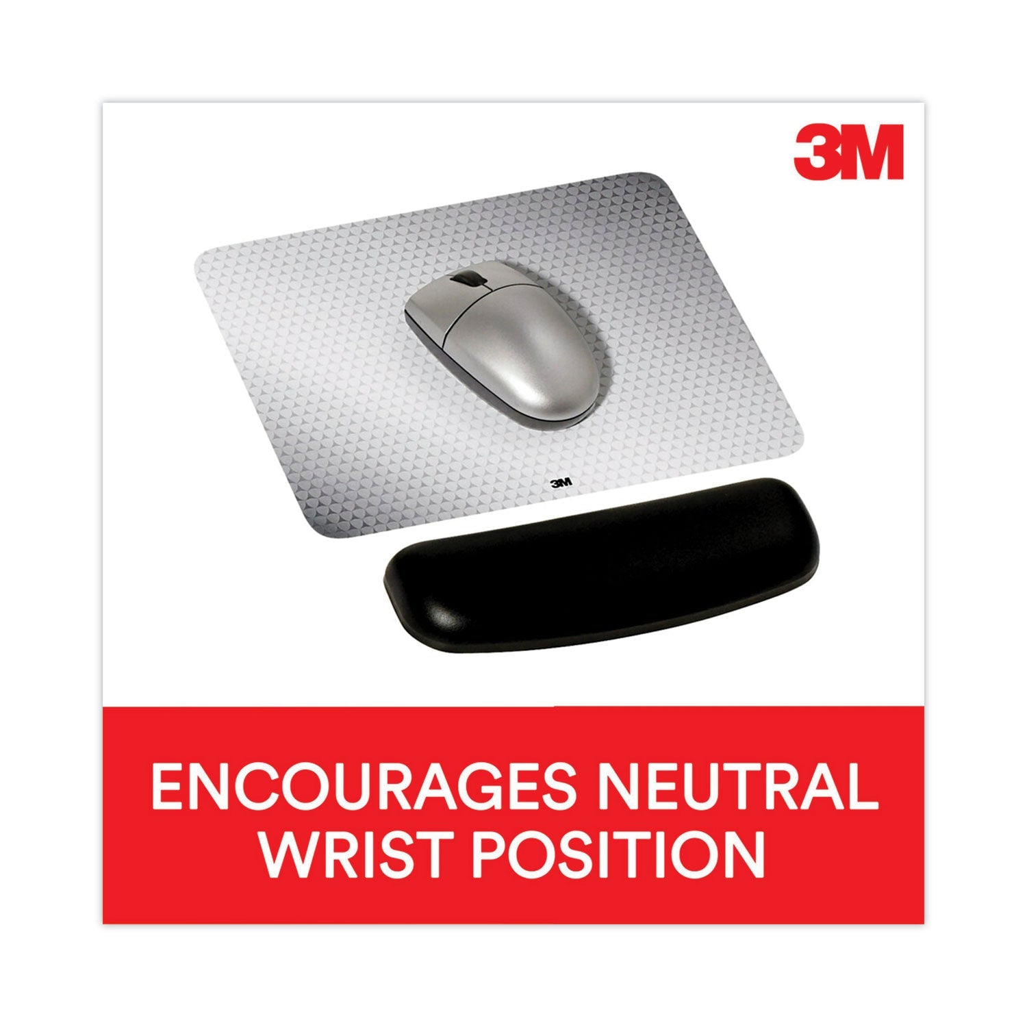 3M Antimicrobial Gel Small Mouse Pad with Wrist Rest, 7 x 2.37, Black