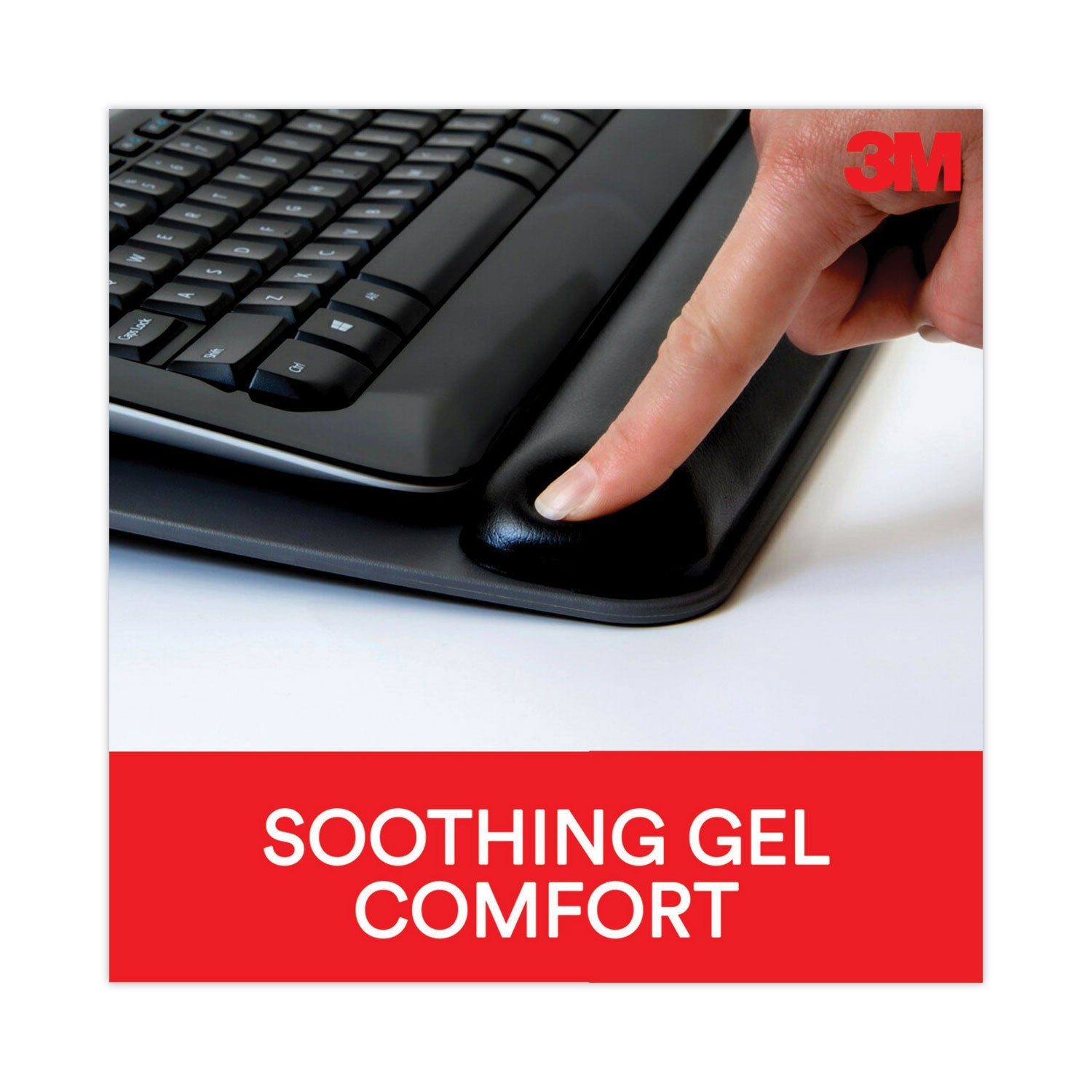 3M Antimicrobial Gel Mouse Pad/Keyboard Wrist Rest Platform, 25.5 x 10.6, Black/Silver