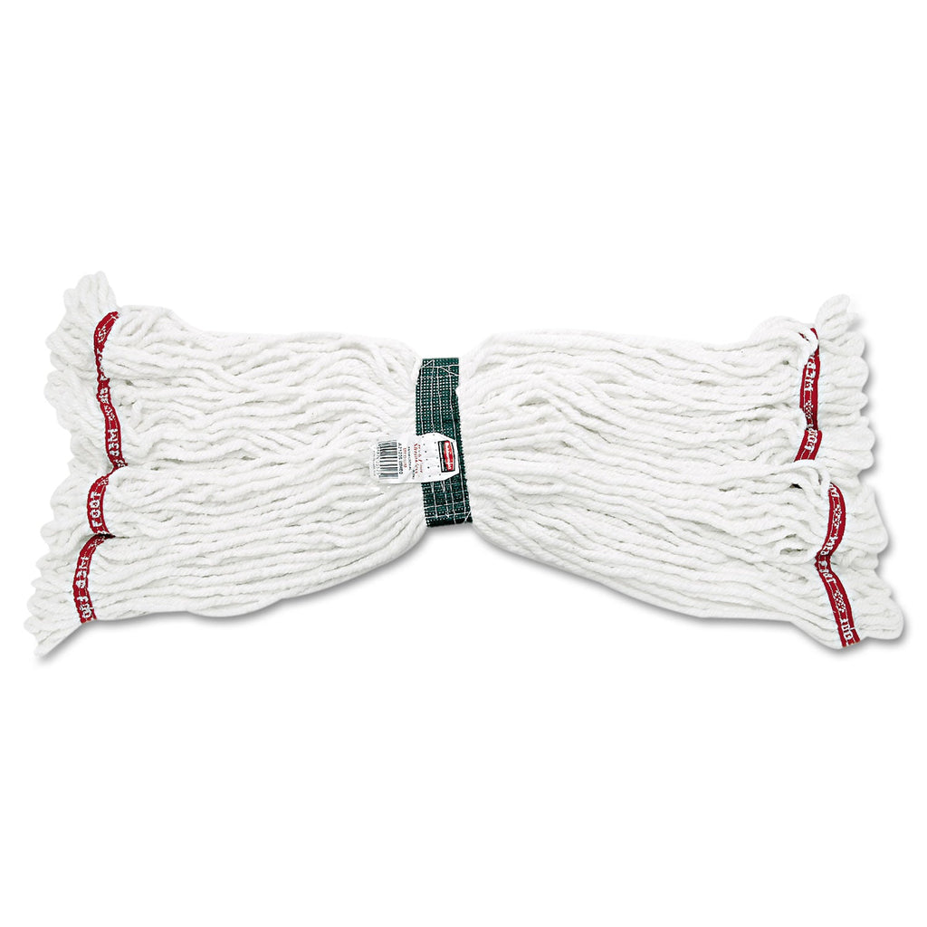 Rubbermaid Web Foot Shrinkless Looped-End Wet Mop Head, Cotton/Synthetic, Medium, White