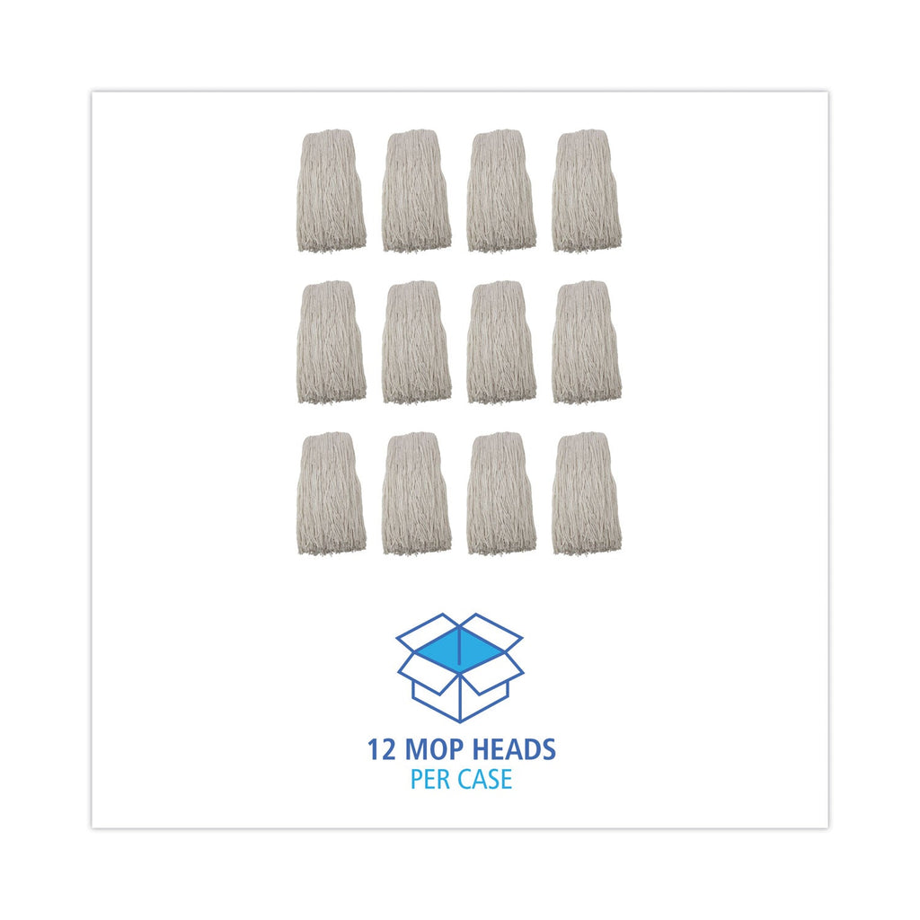 Boardwalk Premium Cut-End Wet Mop Heads, Rayon, 24oz, White, 12/Carton