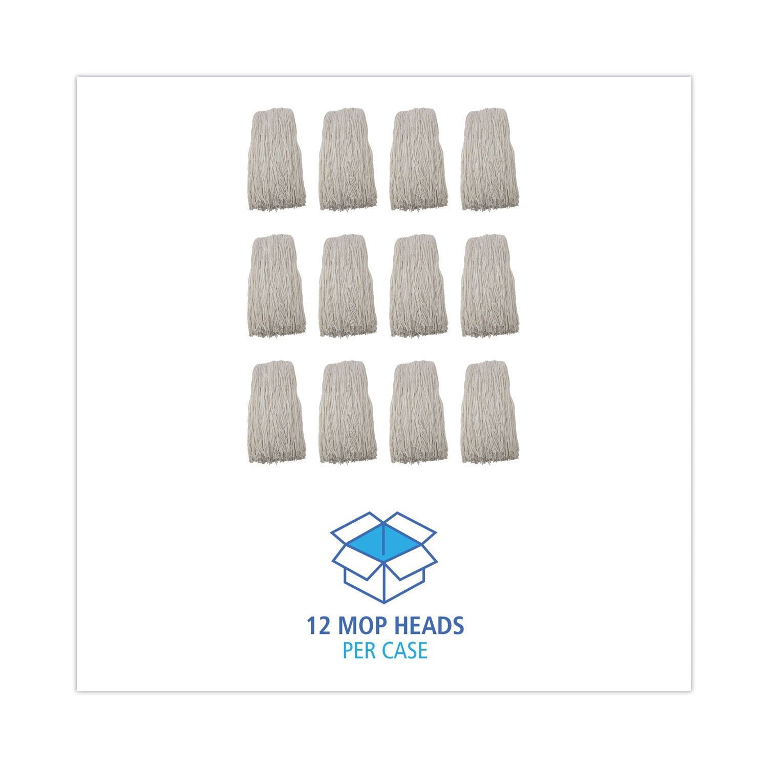Boardwalk Premium Cut-End Wet Mop Heads, Rayon, 24oz, White, 12/Carton
