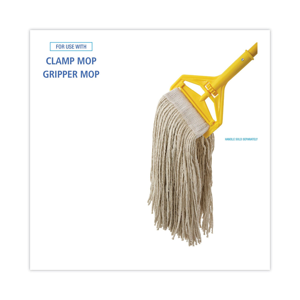Boardwalk Mop Head, Premium Saddleback Head, Cotton Fiber, 24 oz, White, 12/Carton