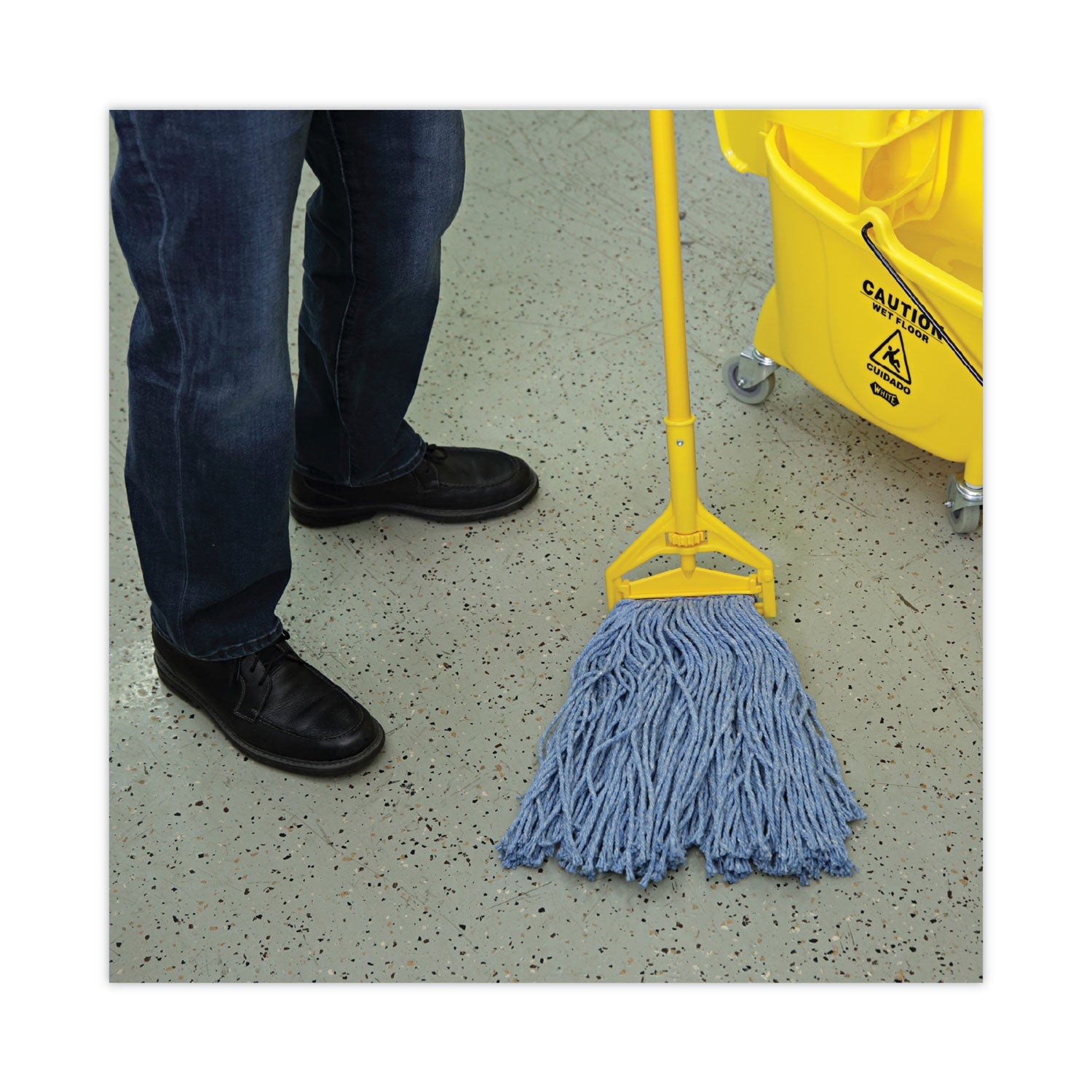 Boardwalk Mop Head, Standard Head, Cotton/Synthetic Fiber, Cut-End, #20, Blue, 12/Carton
