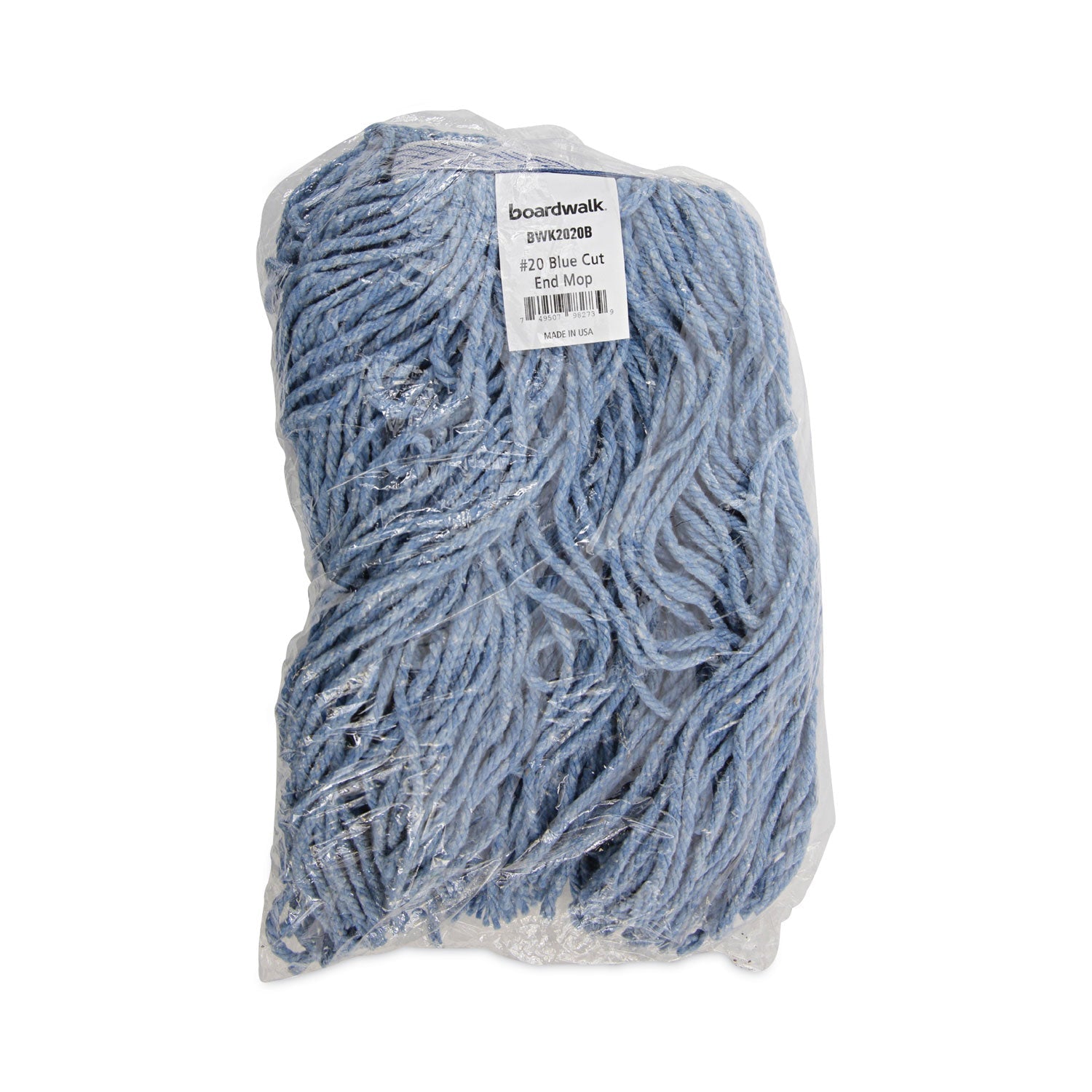 Boardwalk Mop Head, Standard Head, Cotton/Synthetic Fiber, Cut-End, #20, Blue, 12/Carton