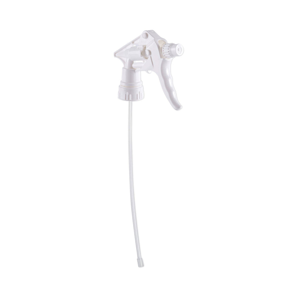 Boardwalk Trigger Sprayer 250, 8" Tube, Fits 16-24 oz Bottles, White, 24/Carton
