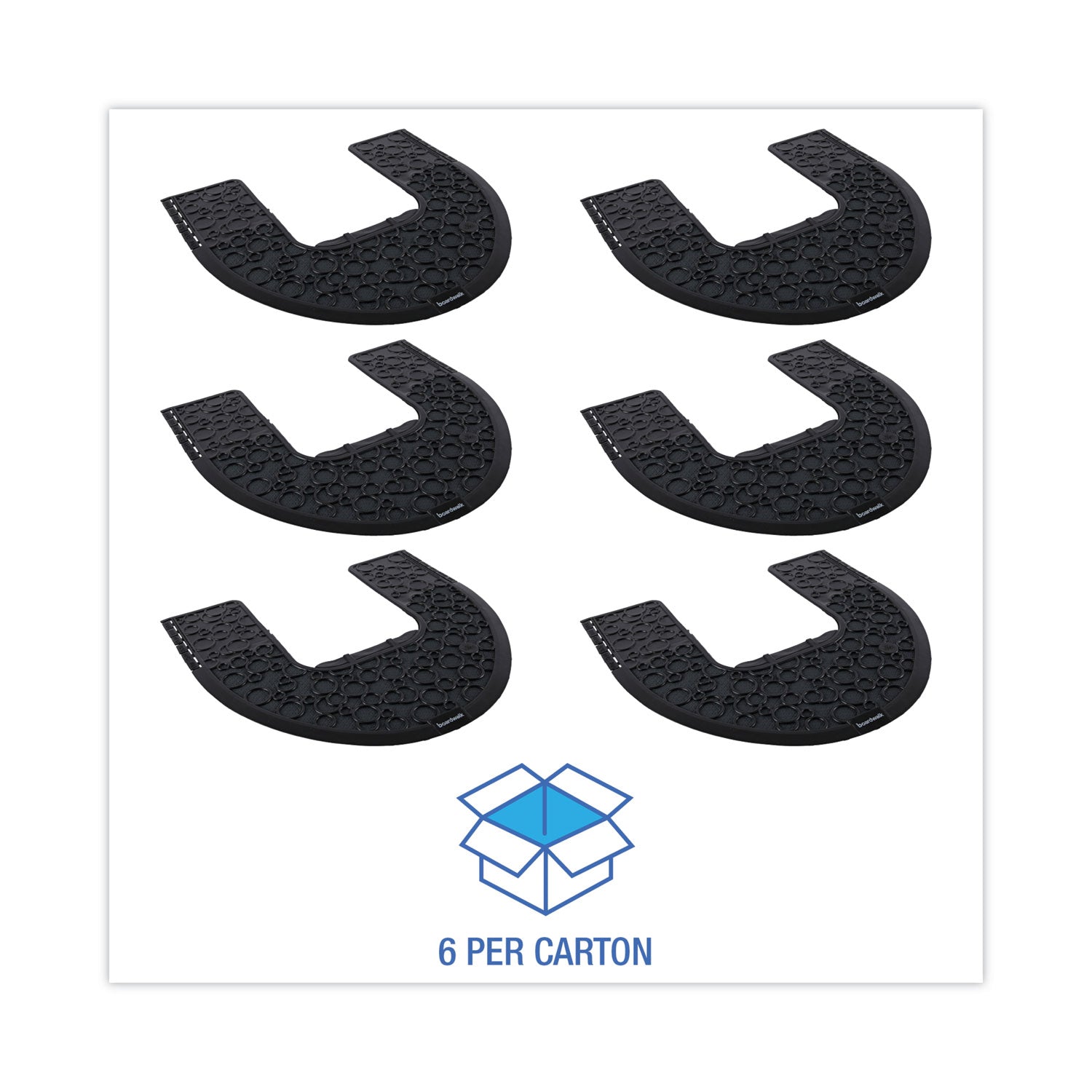 Boardwalk Commode Mat 2.0, Absorbant, Rubber, 22 x 22, Black, 6/Carton