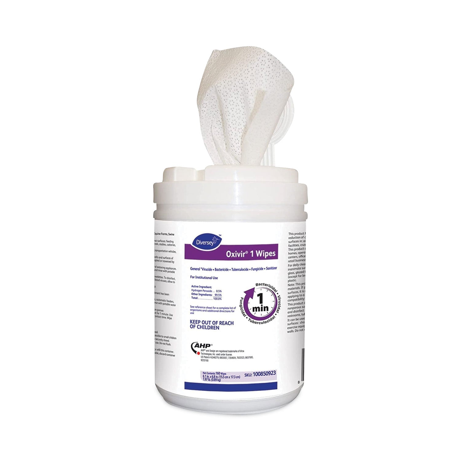 Diversey Oxivir 1 Wipes, 6 x 7, 160/Canister, 12/Carton