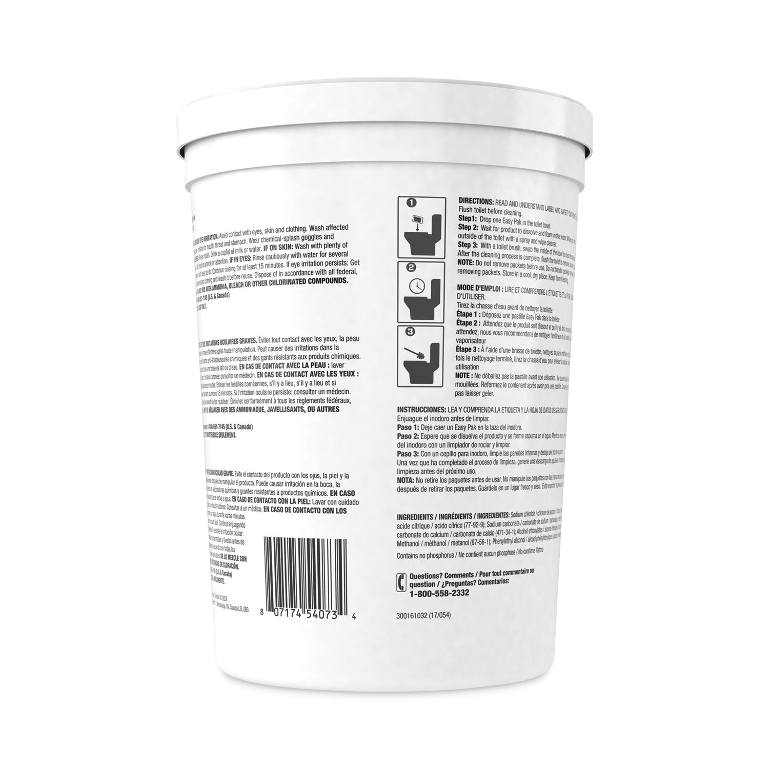 Diversey Crew Easy Paks Toilet Bowl Cleaner, Fresh Floral Scent, 0.5 oz Packet, 90 Packets/Tub, 2 Tubs/Carton