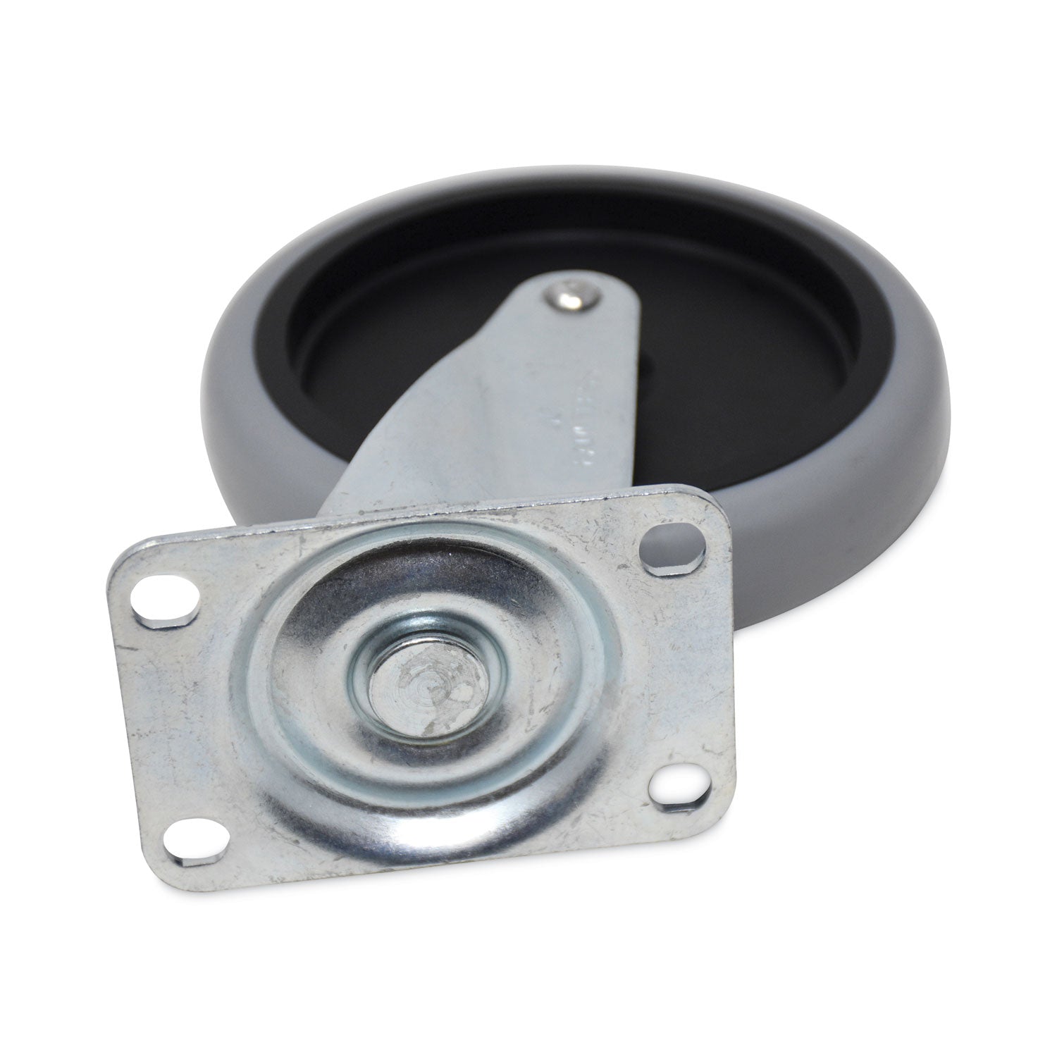 Rubbermaid Replacement Bayonet-Stem Swivel Casters, Swivel Mount Plate, 5" Soft Rubber Wheel, Black