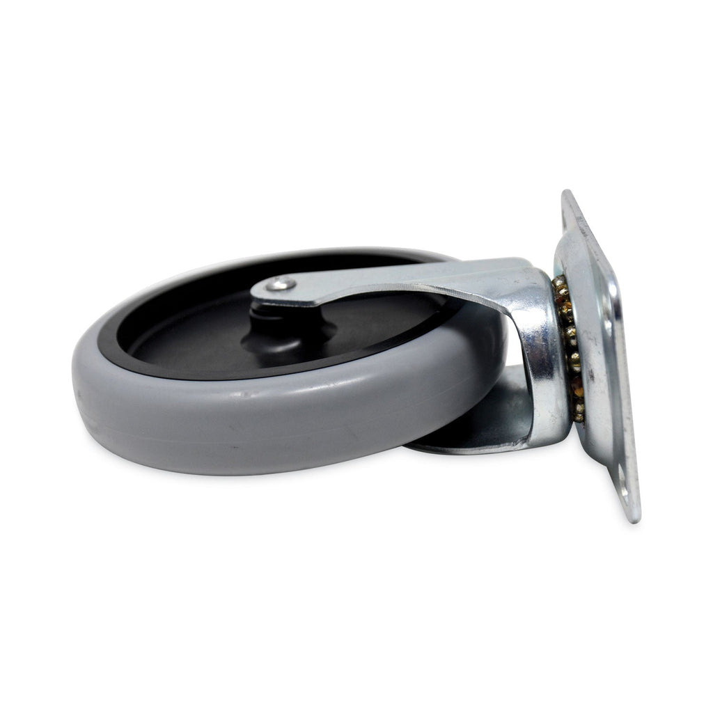 Rubbermaid Replacement Bayonet-Stem Swivel Casters, Swivel Mount Plate, 5" Soft Rubber Wheel, Black