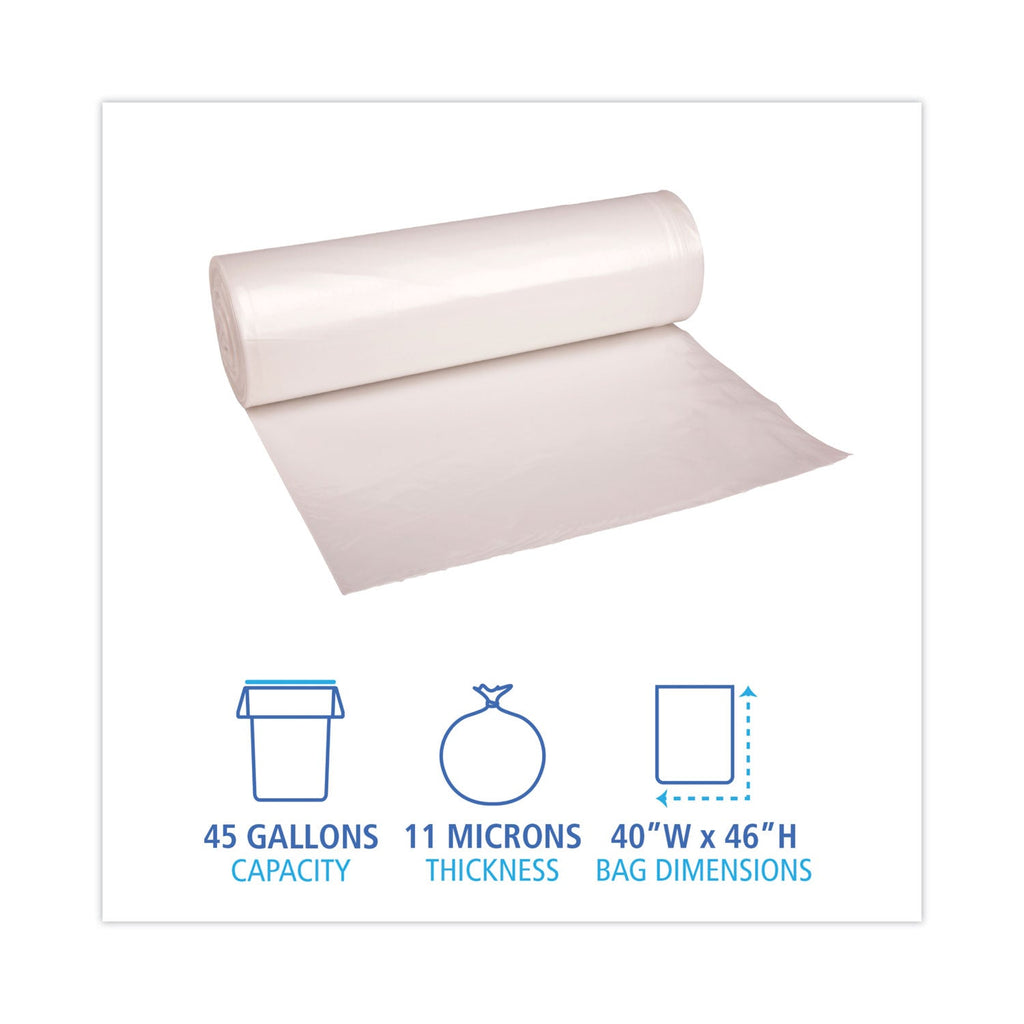 Boardwalk High-Density Can Liners, 45 gal, 11 microns, 40" x 46", Natural, 250/Carton