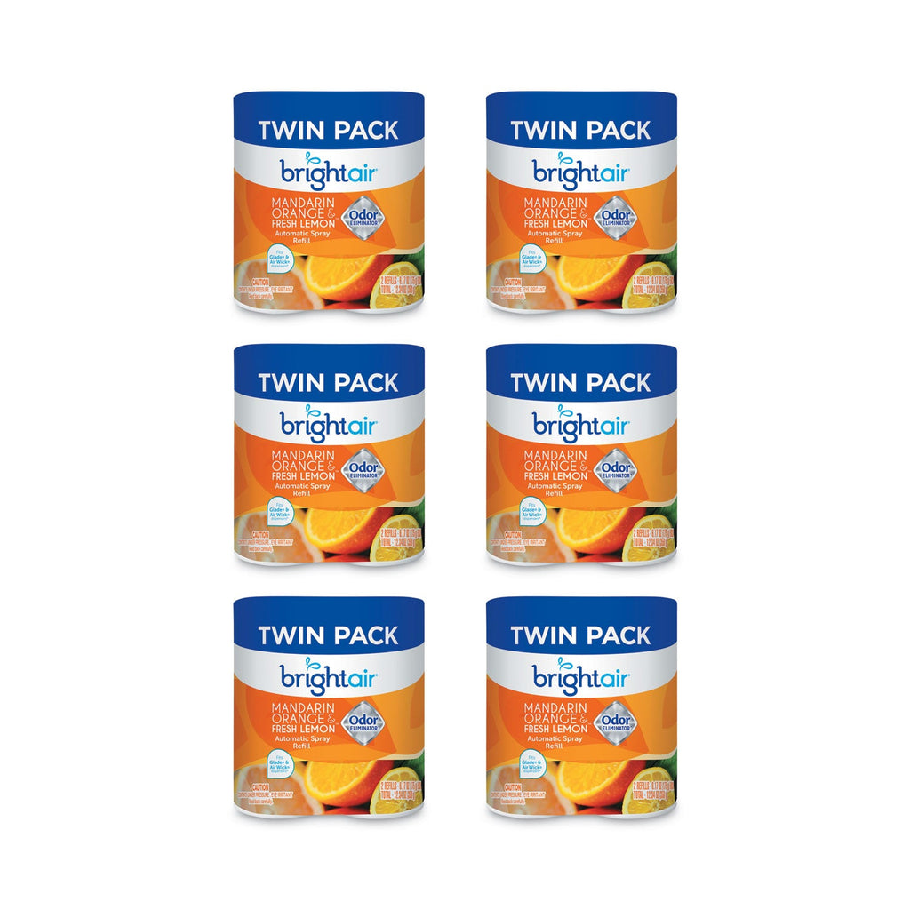 BRIGHT Air Automatic Spray Air Freshener Refill, Mandarin Orange and Fresh Lemon, 6.17 oz Aerosol Spray  6/Carton