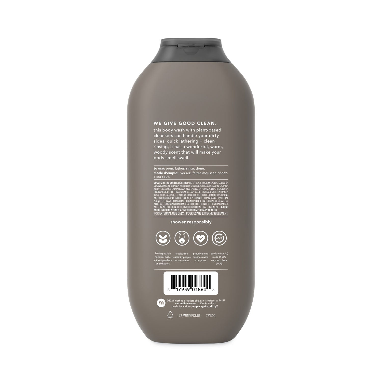 Method Mens Body Wash, Cedar and Cyprus, 18 oz, 6/Carton