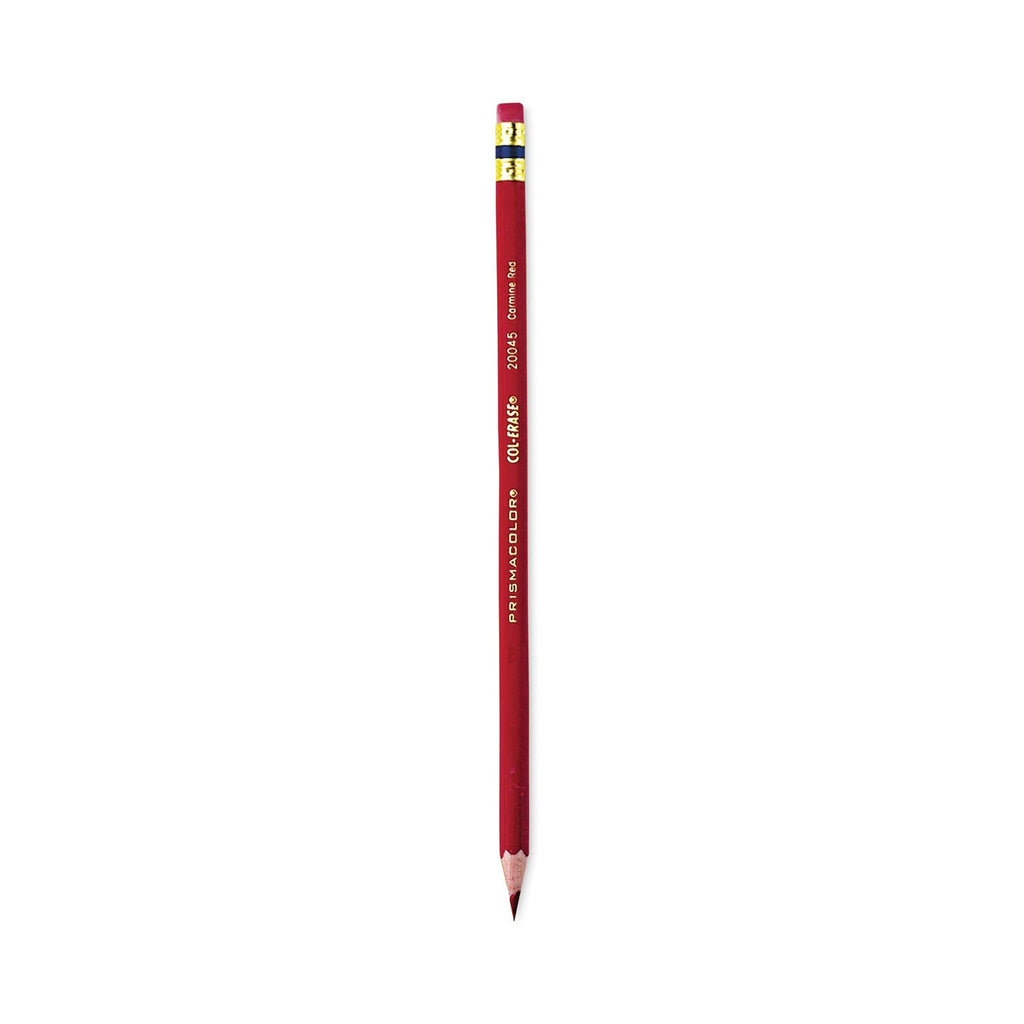 Prismacolor Col-Erase Pencil with Eraser, 0.7 mm, 2B (#1), Carmine Red Lead, Carmine Red Barrel, Dozen