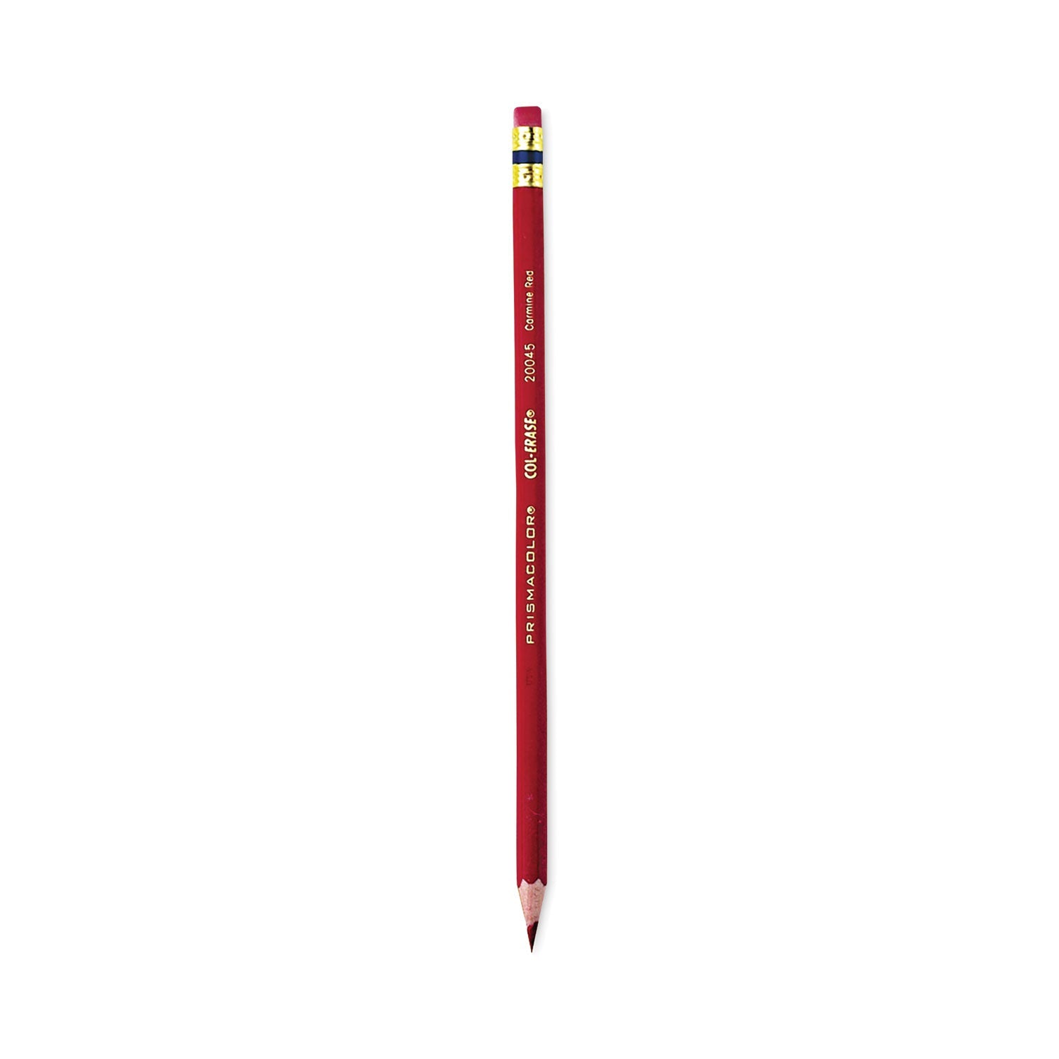 Prismacolor Col-Erase Pencil with Eraser, 0.7 mm, 2B (#1), Carmine Red Lead, Carmine Red Barrel, Dozen