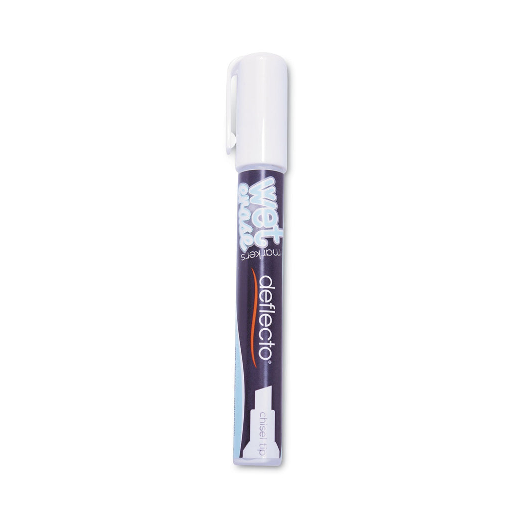 deflecto Wet Erase Markers, Medium Chisel Tip, White, 4/Pack
