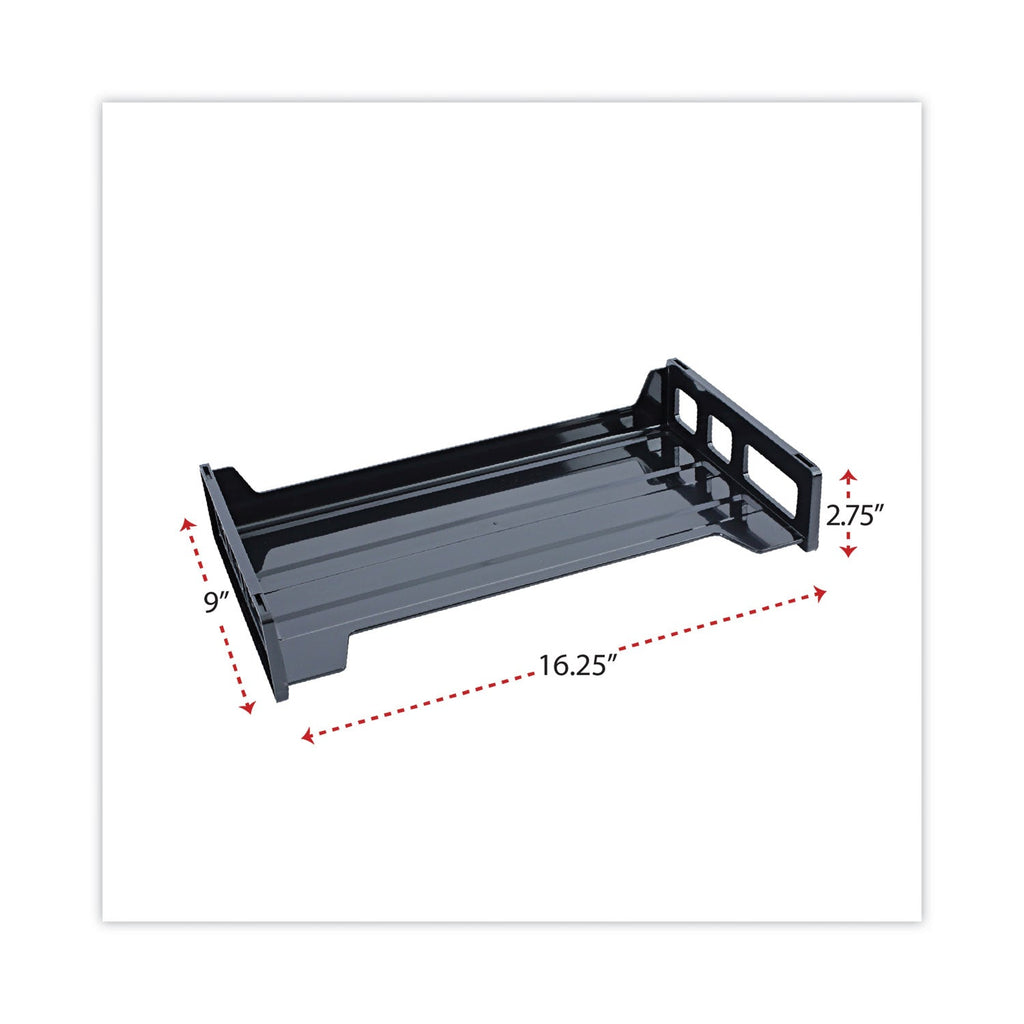Universal Recycled Plastic Side Load Desk Trays, 2 Sections, Legal Size Files, 16.25" x 9" x 2.75", Black