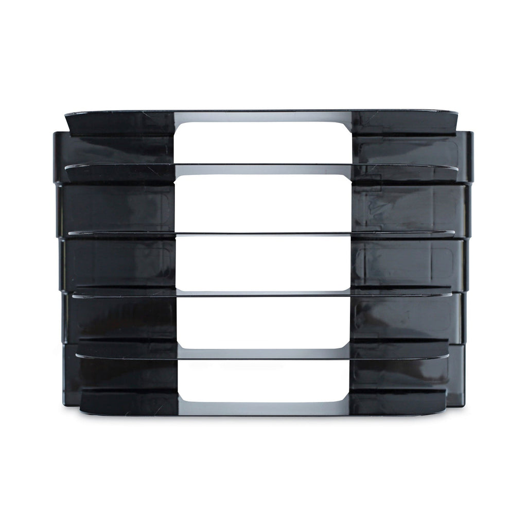 Universal Recycled Plastic Incline Sorter, 5 Sections, Letter Size Files, 13.25" x 9" x 9", Black