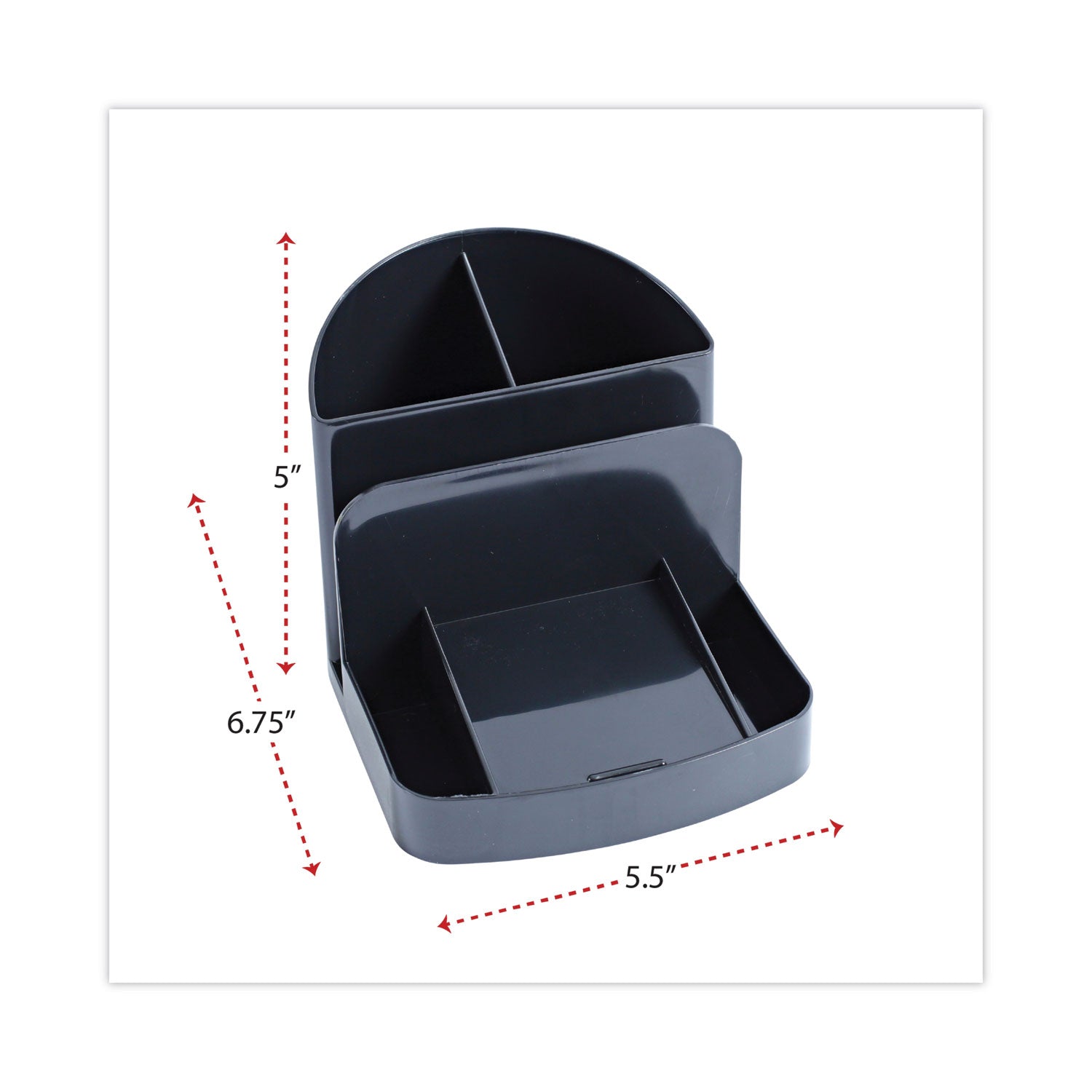 Universal Deluxe Message Center, 6 Compartments, Plastic, 5.5 x 6.75 x 5, Black